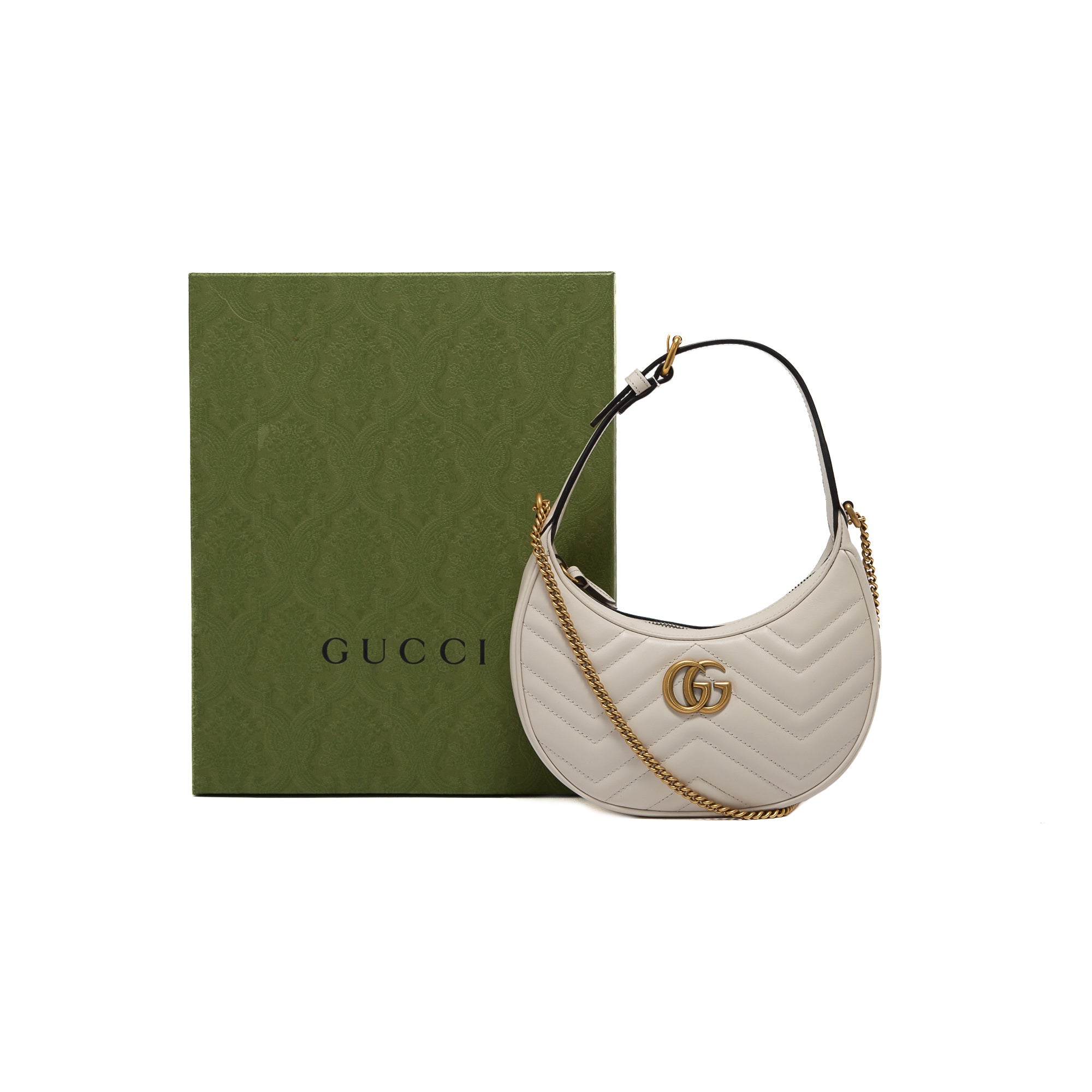 Gucci GG Marmont Half-Moon-Shaped Mini Bag w/ Box