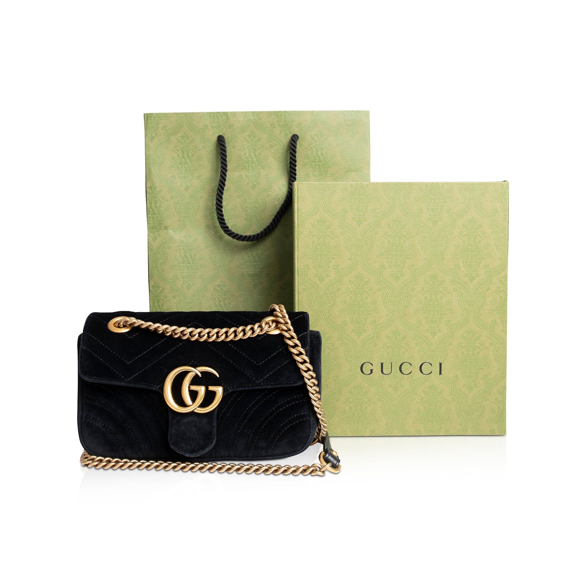 Gucci GG Marmont Matelasse Velvet Mini Bag w/ Box