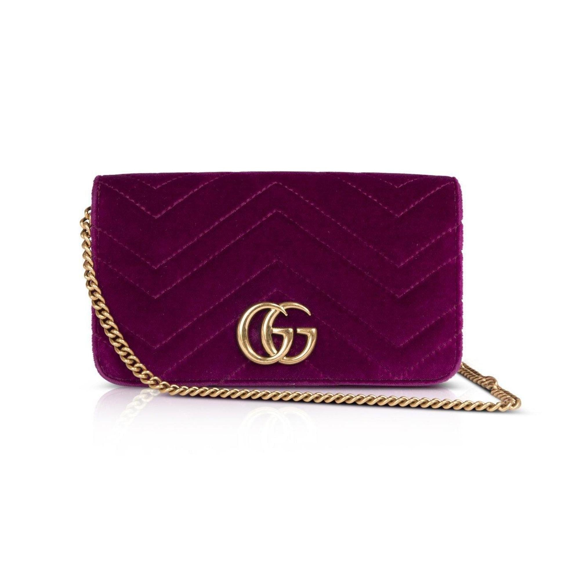 Gucci GG Marmont Mini Velvet Matelasse Chain Bag
