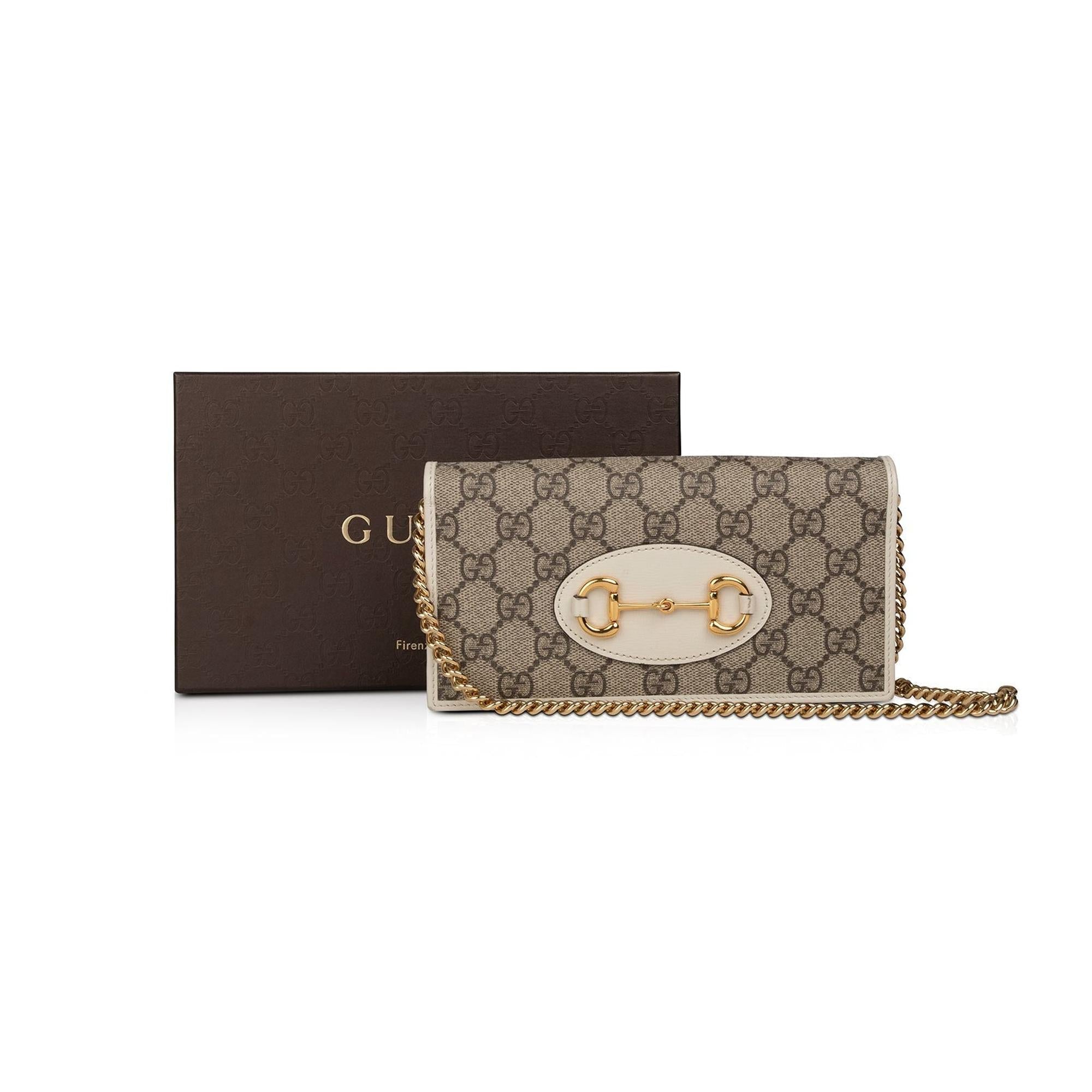 Gucci GG Supreme 1955 Horsebit Wallet on Chain w/ Box