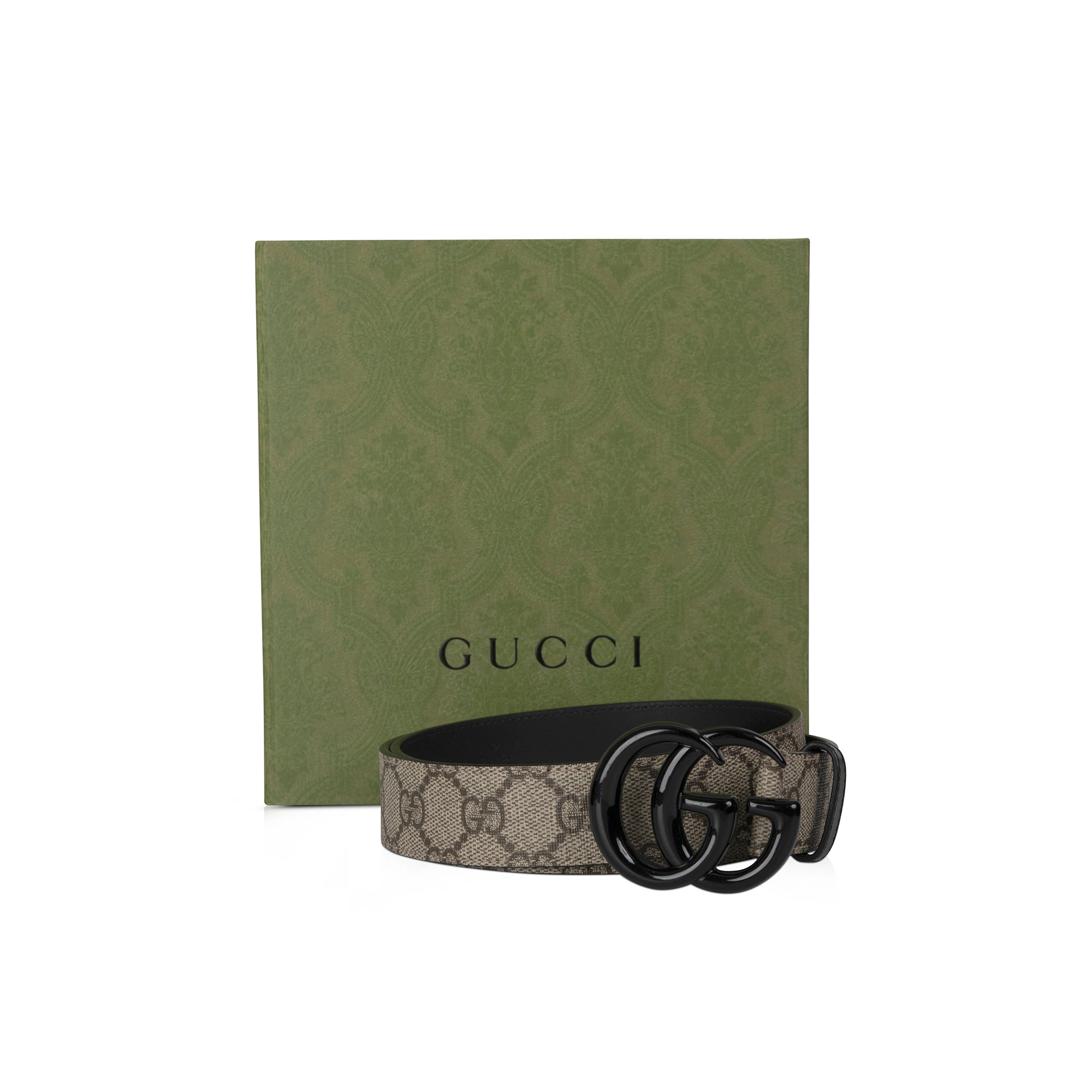 Gucci GG Supreme Belt with Double G Buckle w/ Box & Receipt