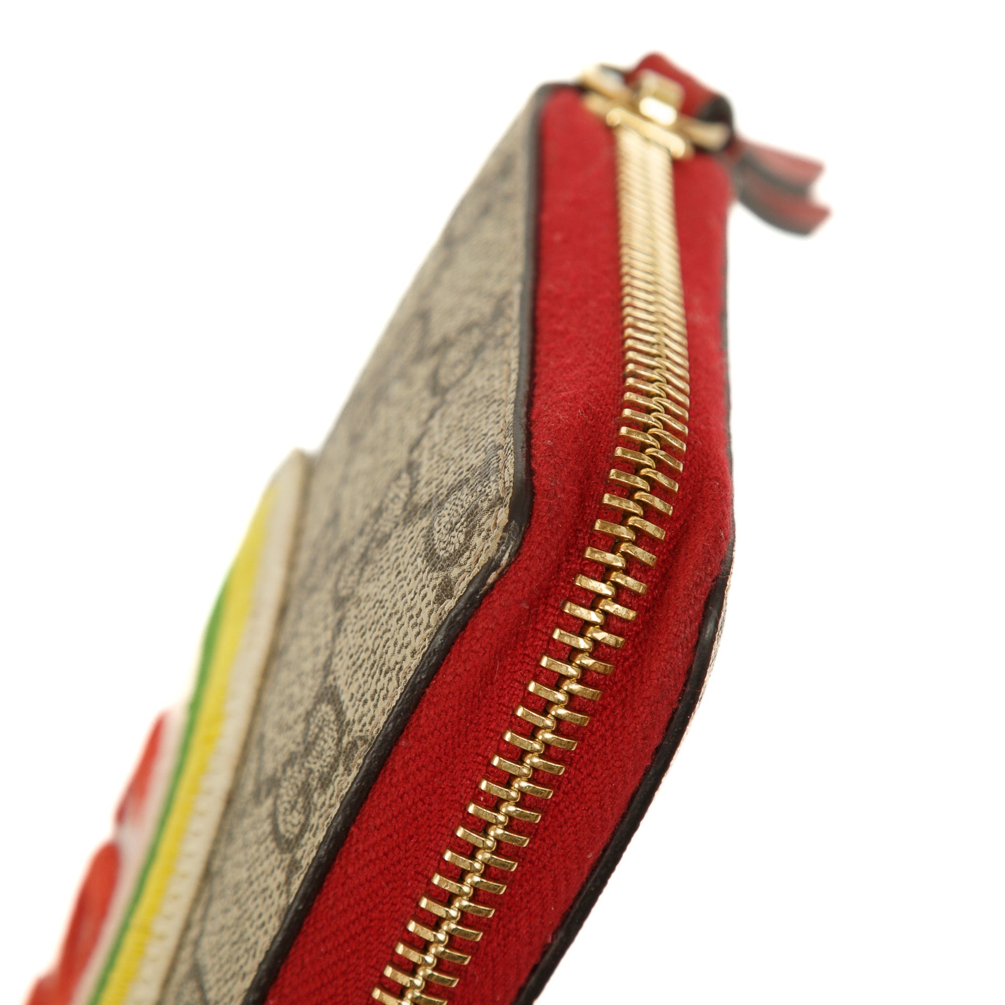 Gucci GG Supreme Embroidered Rainbow Love Zip Around Wallet