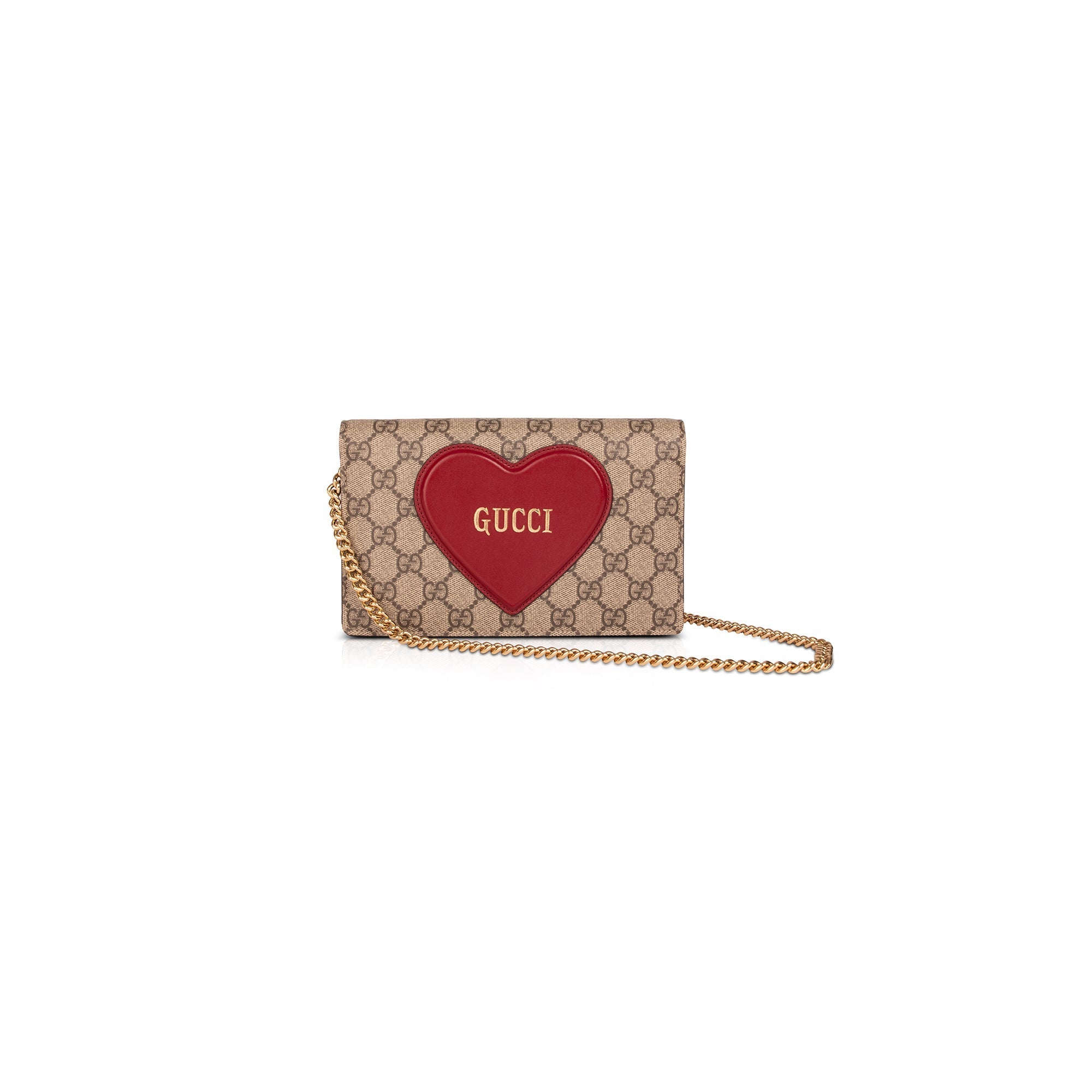 Gucci GG Supreme Limited Edition Valentine's Day Wallet on Chain w/ Box
