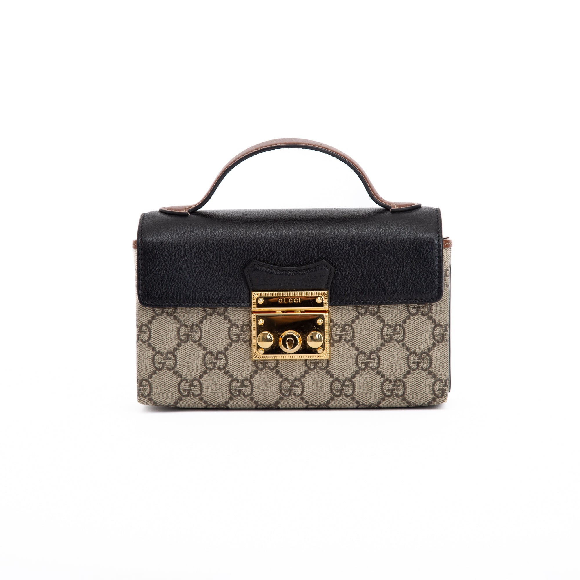 Gucci GG Supreme Padlock Mini Bag w/ Strap & Box