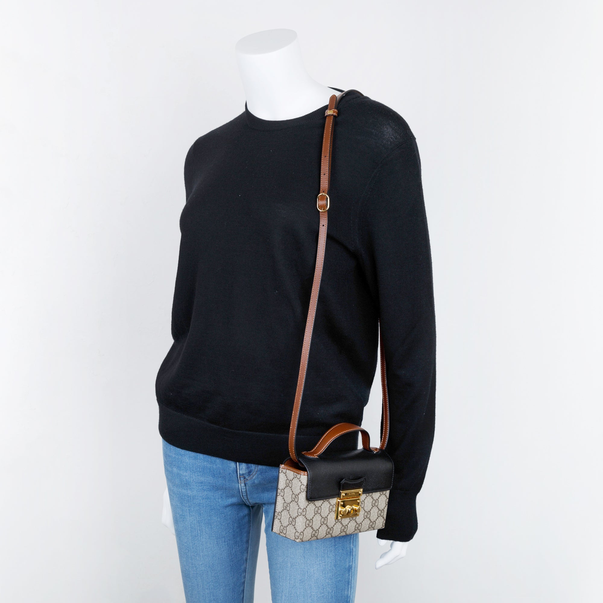 Gucci GG Supreme Padlock Mini Bag w/ Strap & Box