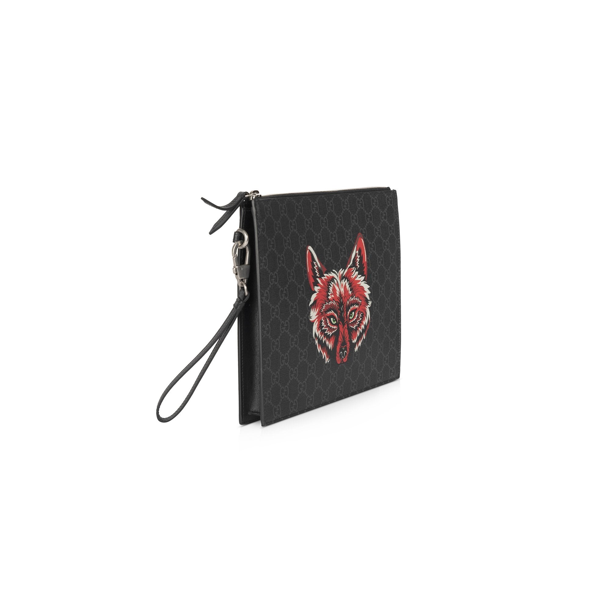 Gucci GG Supreme Wolf Print Bestiary Pouch w/ Box