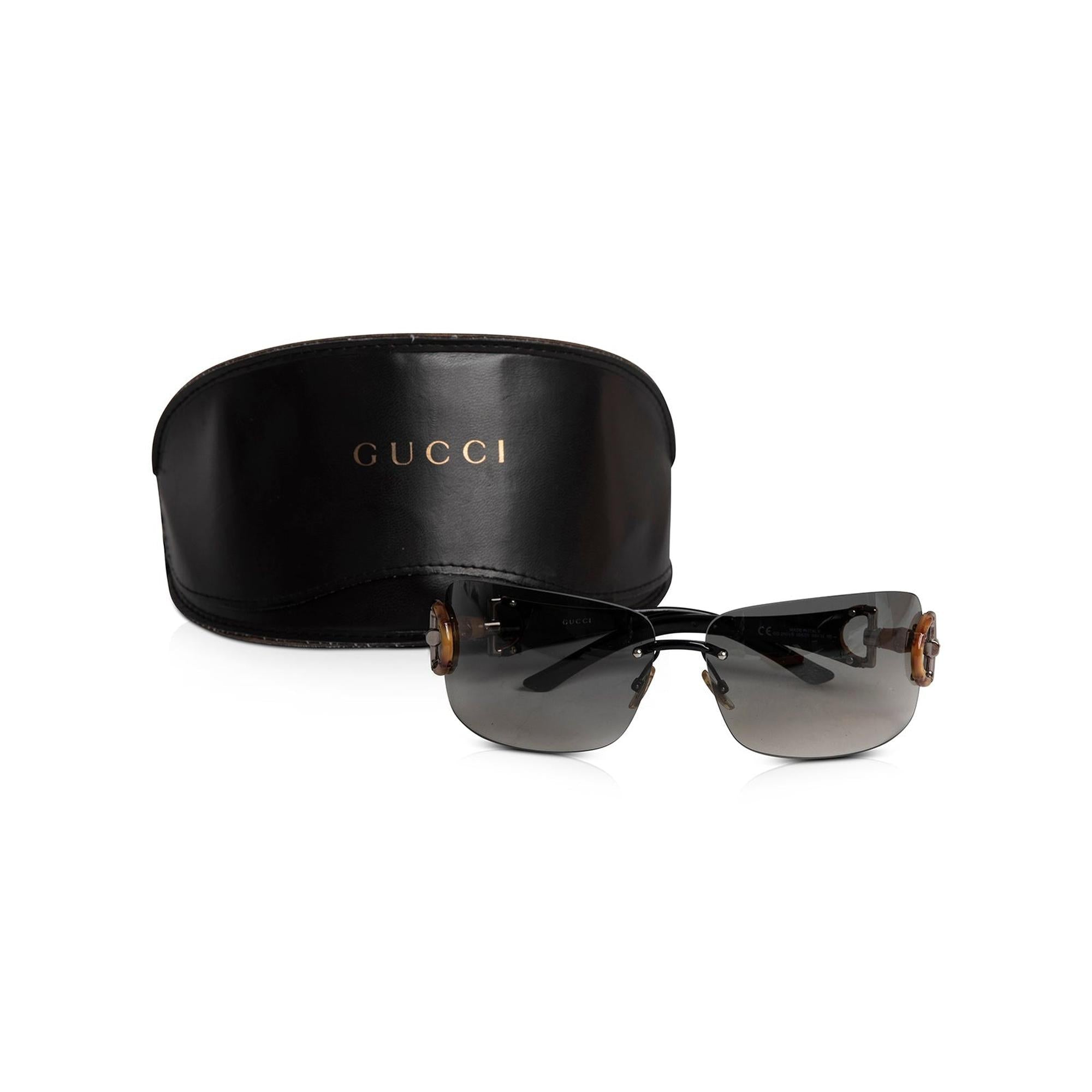 Gucci GG2801/S Vintage Bamboo Horsebit Shield Sunglasses w/ Case