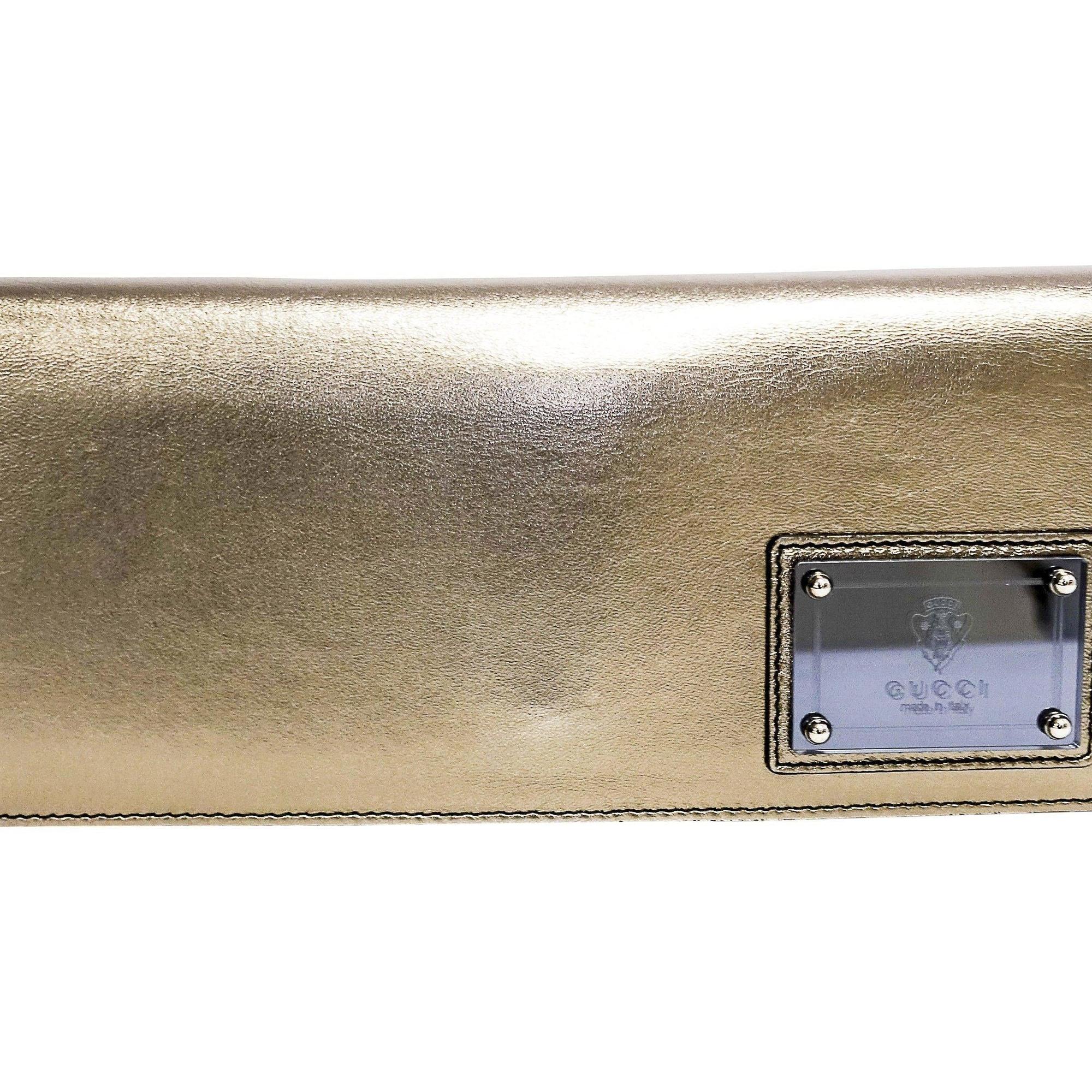 Gucci Grey Metallic Leather Clutch