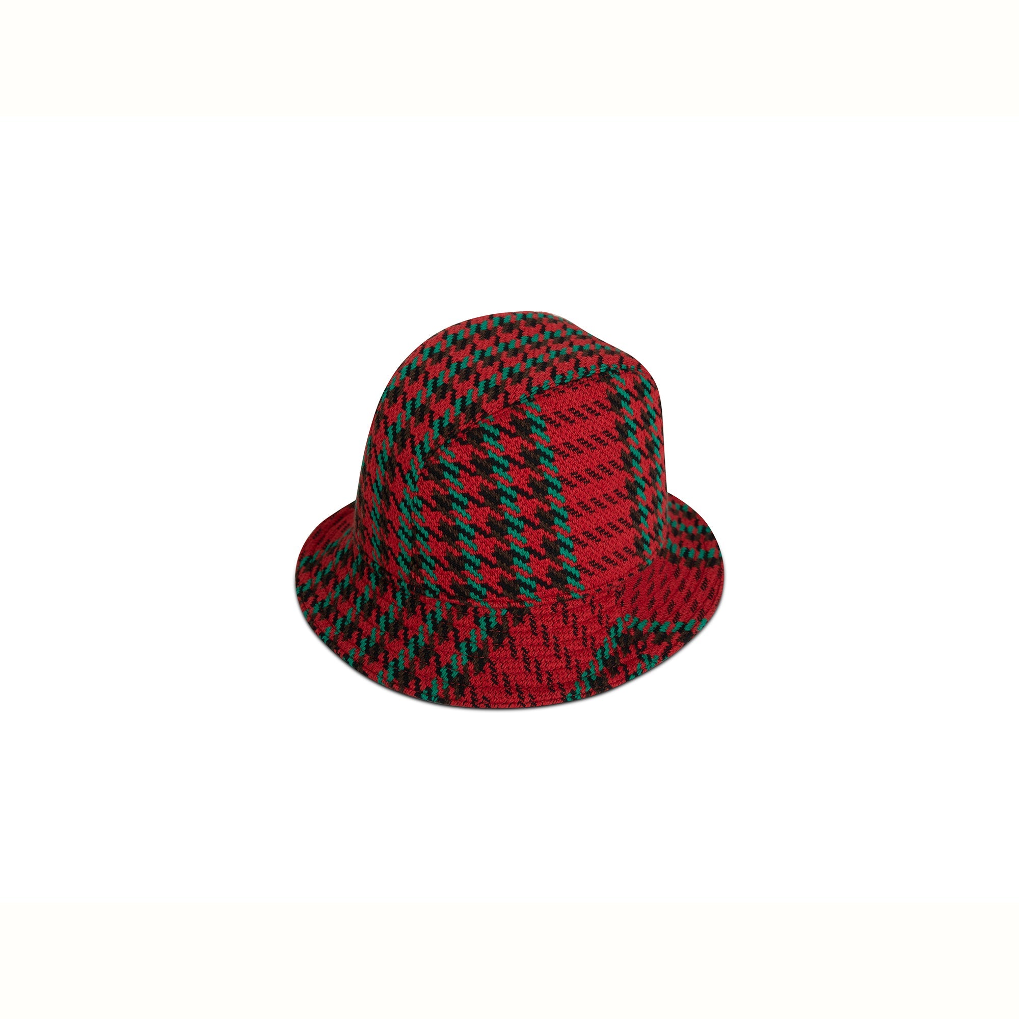 Gucci Houndstooth Wool Bucket Hat with Interlocking G w/ Box