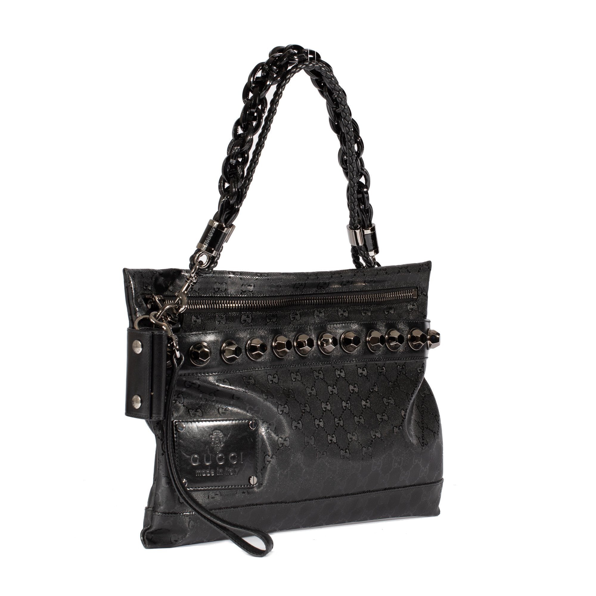 Gucci Imprime Studded Clutch Shoulder Bag