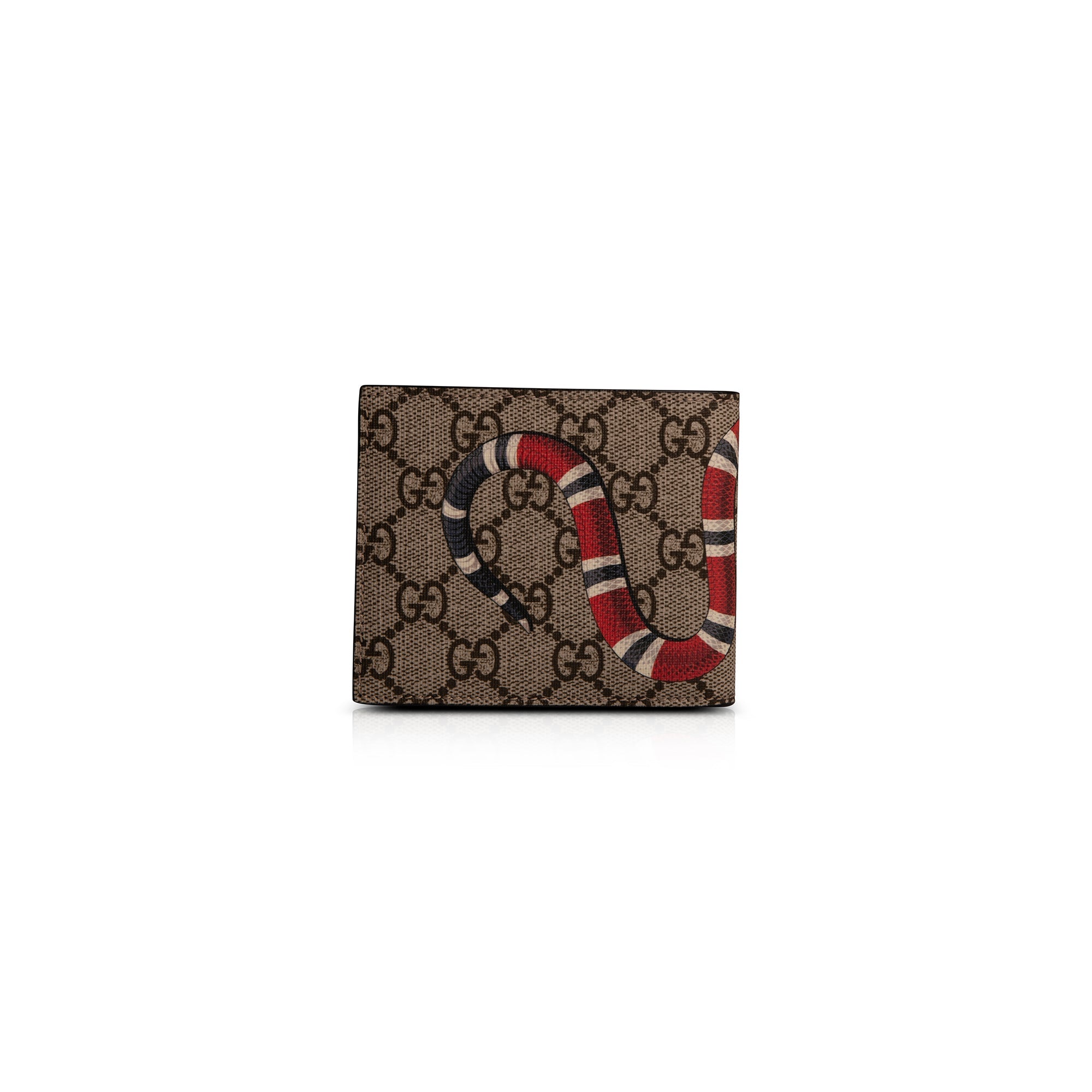 Gucci Kingsnake Print GG Supreme Bifold Wallet