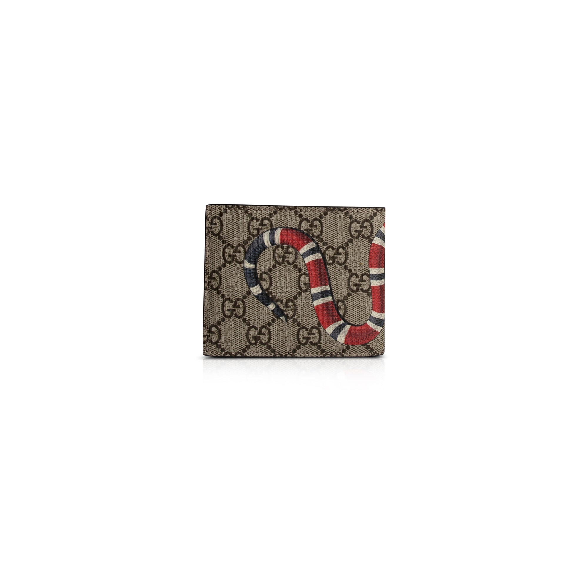 Gucci Kingsnake Print GG Supreme Bifold Wallet
