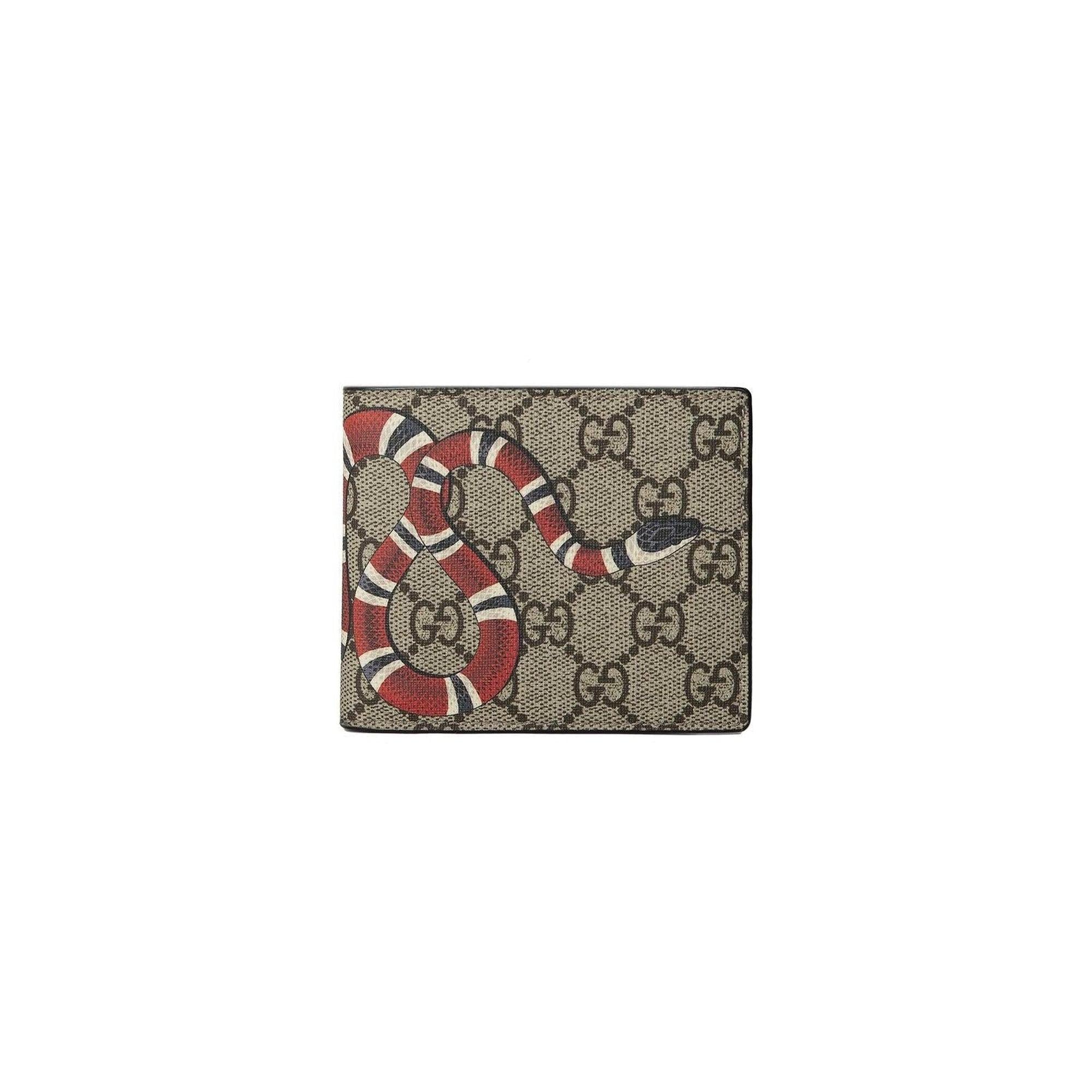Gucci Kingsnake Print GG Supreme Bifold Wallet w/ Box