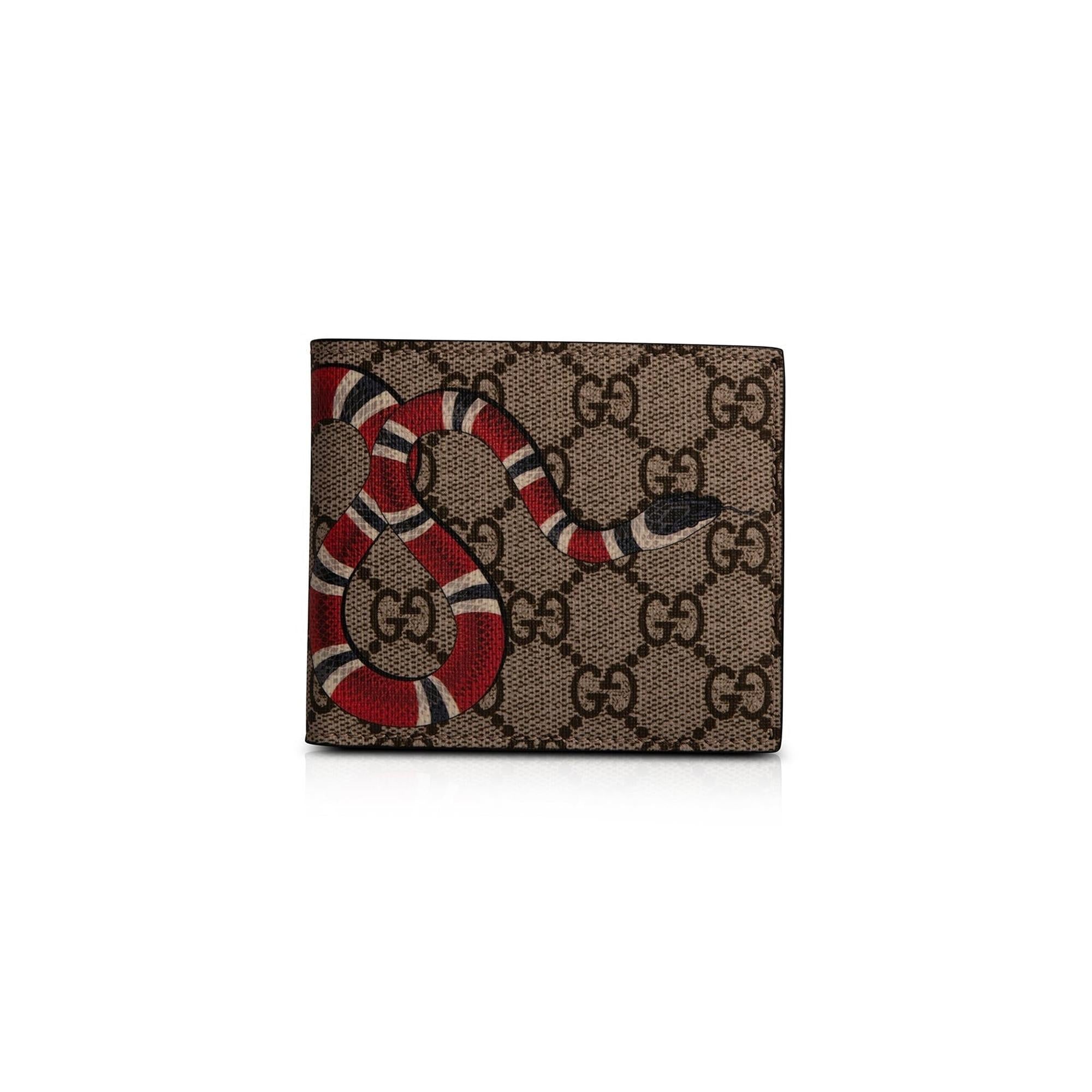 Gucci Kingsnake Print GG Supreme Bifold Wallet