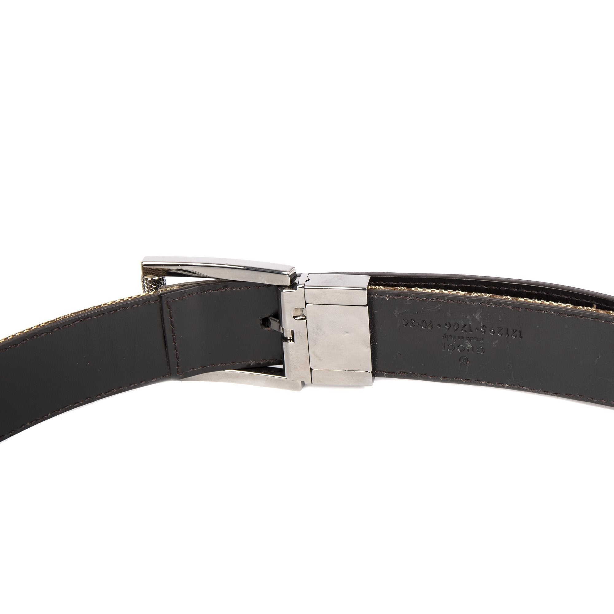 Gucci Leather Trim GG Canvas Belt