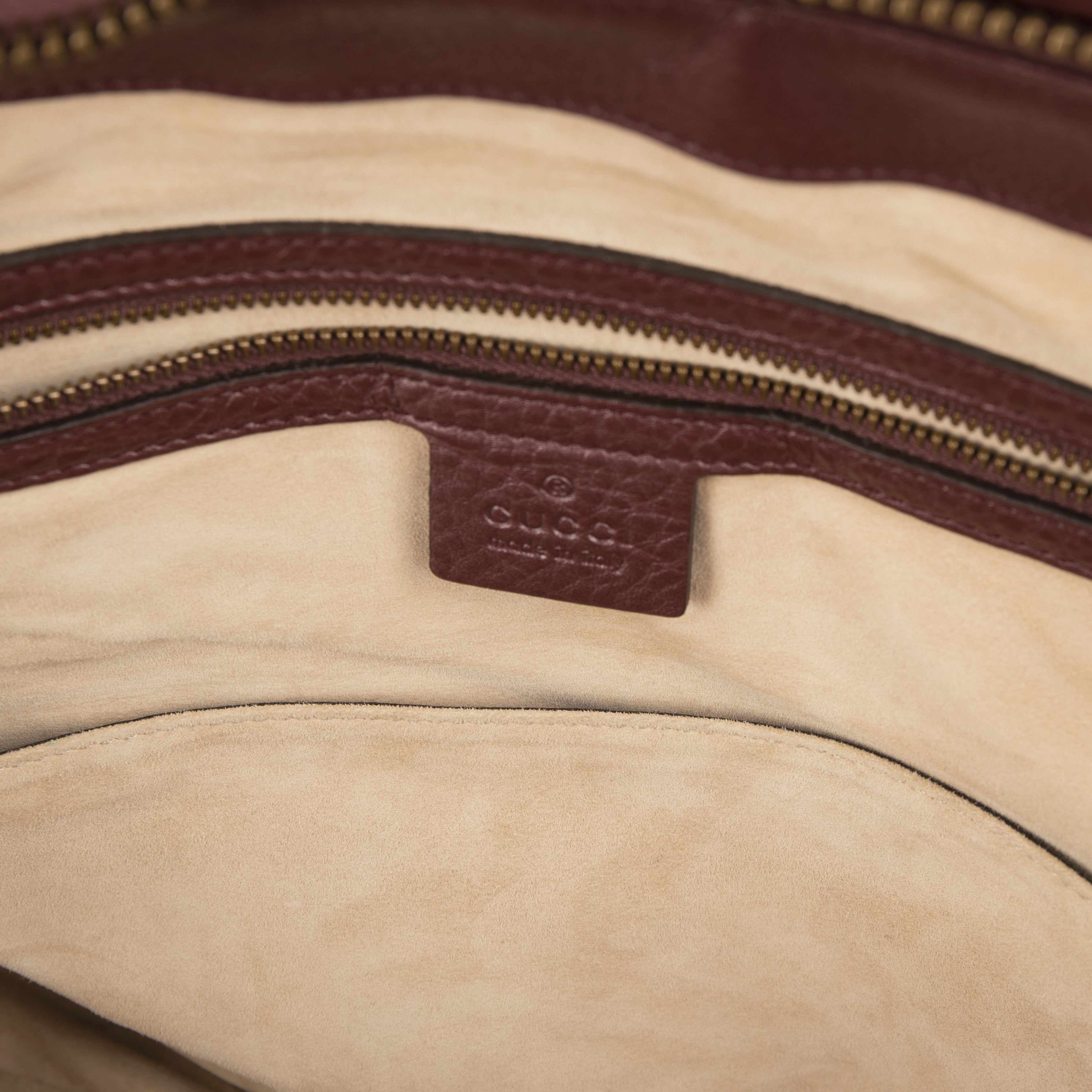 Gucci Medium 1973 Burgundy Leather Top Handle Bag