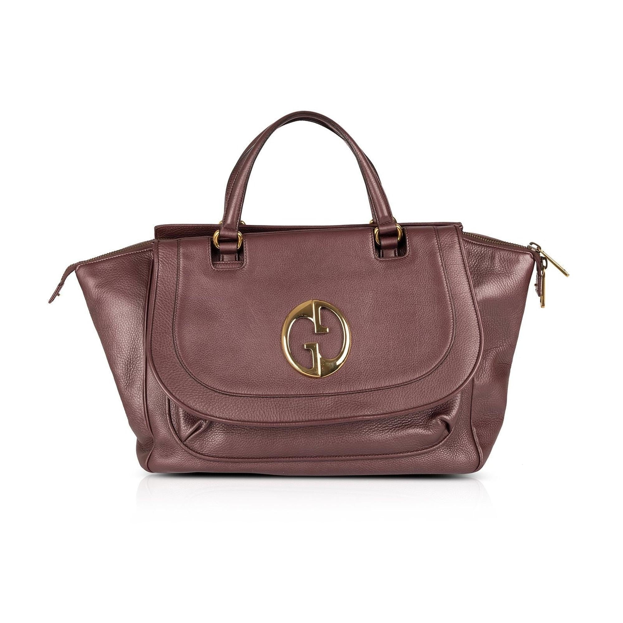 Gucci Medium 1973 Burgundy Leather Top Handle Bag