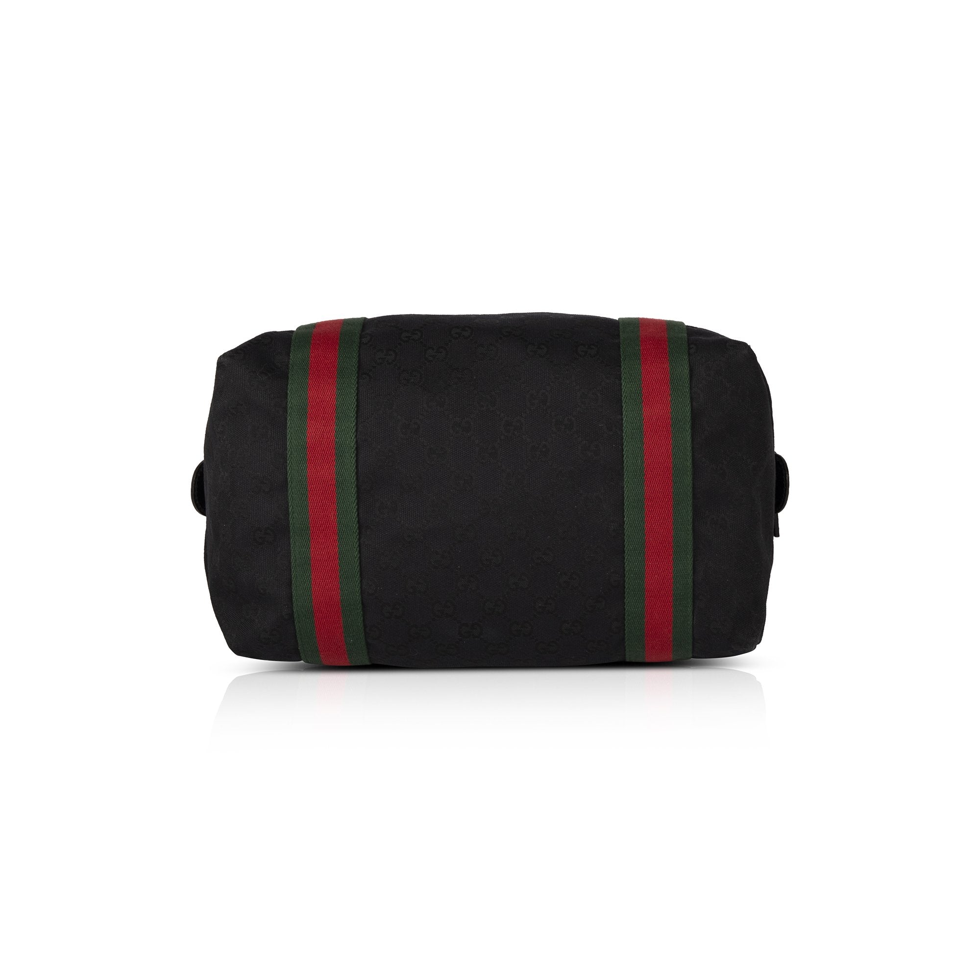 Gucci Medium Black GG Canvas Web Boston Travel Duffle Bag – OLIVER'S