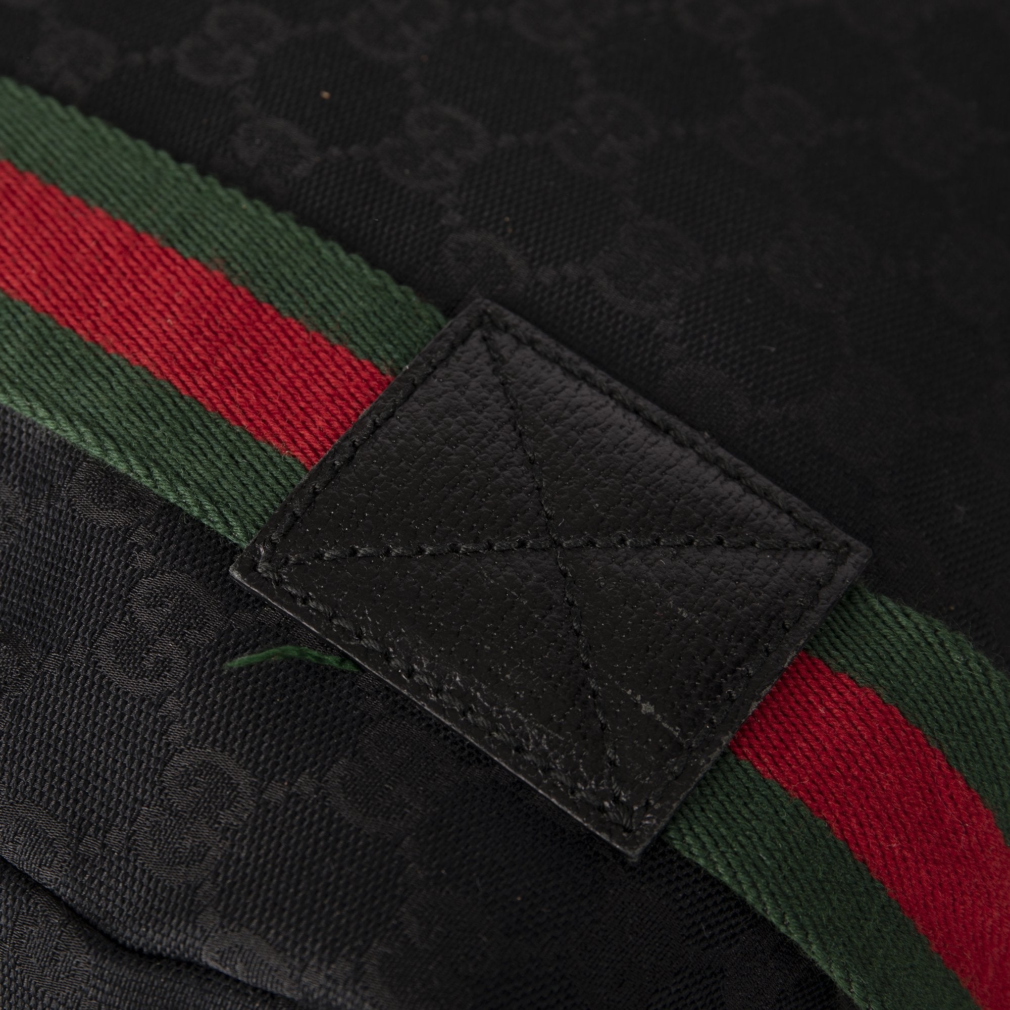 Gucci Medium Black GG Canvas Web Boston Travel Duffle Bag