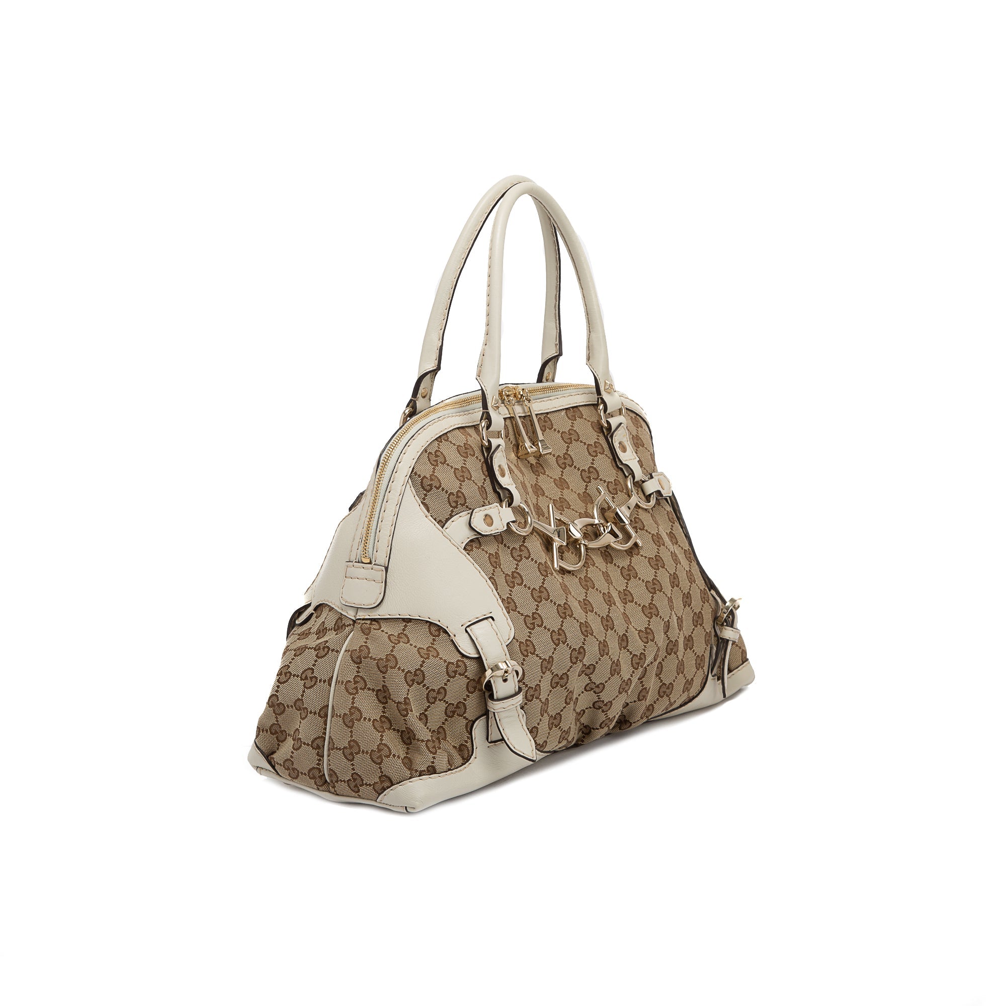 Gucci Medium GG Canvas Horsebit Nail Boston Bag