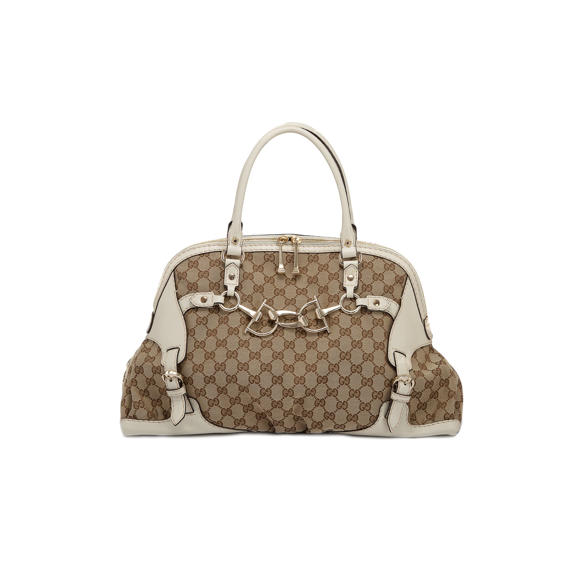 Gucci Medium GG Canvas Horsebit Nail Boston Bag