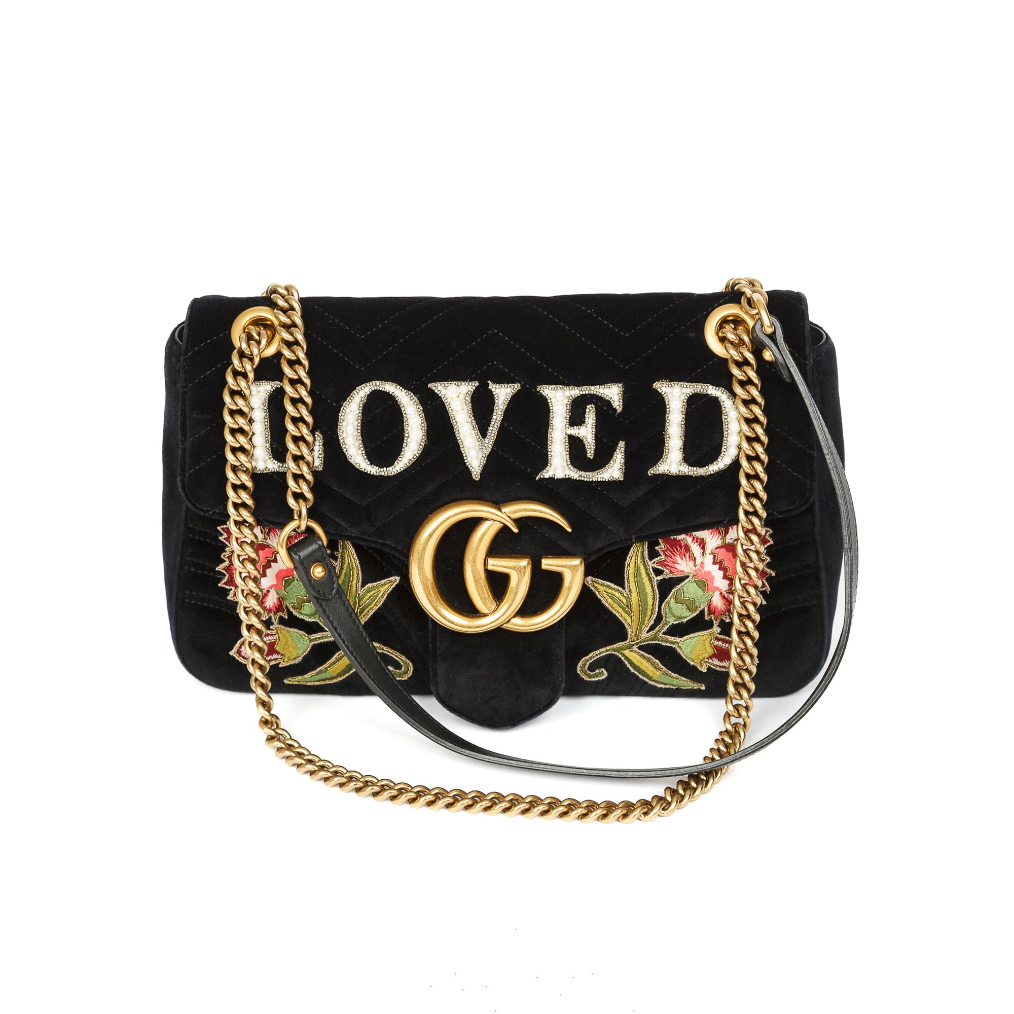 Gucci Medium GG Marmont Matelasse Velvet Loved Shoulder Bag