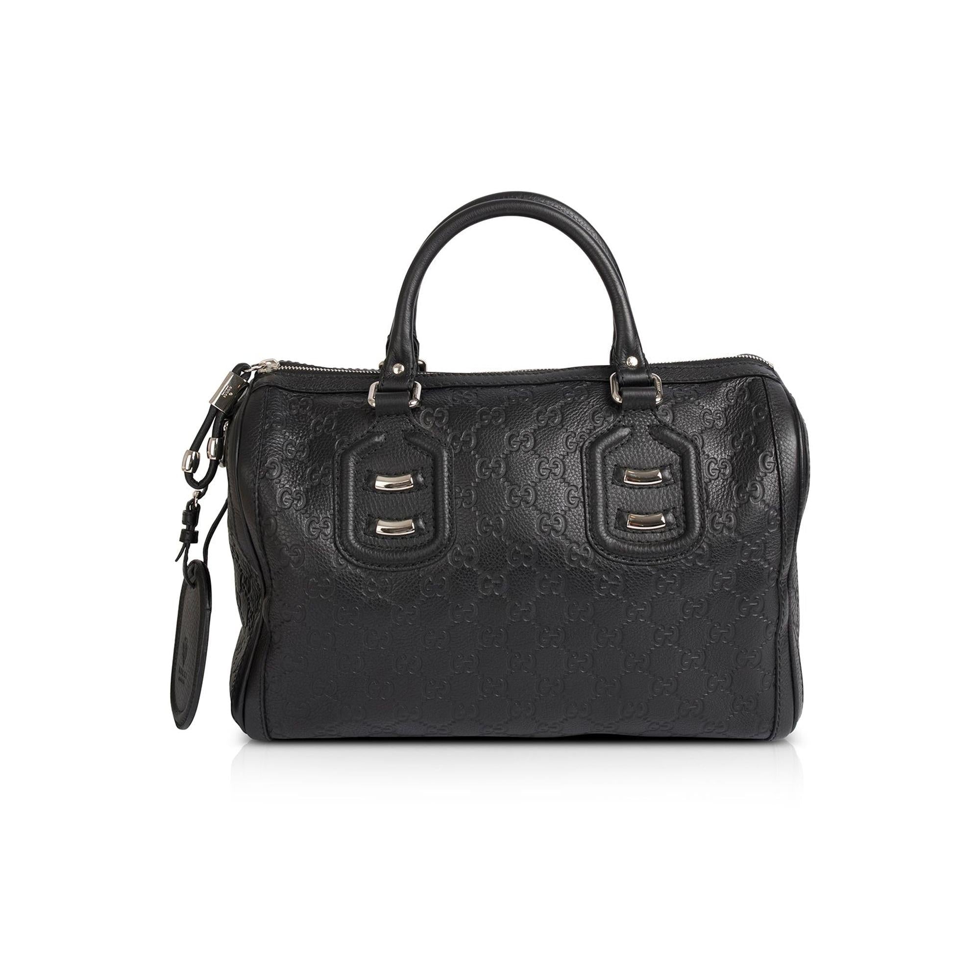 Gucci Medium GG Signature Leather Techno Boston Bag