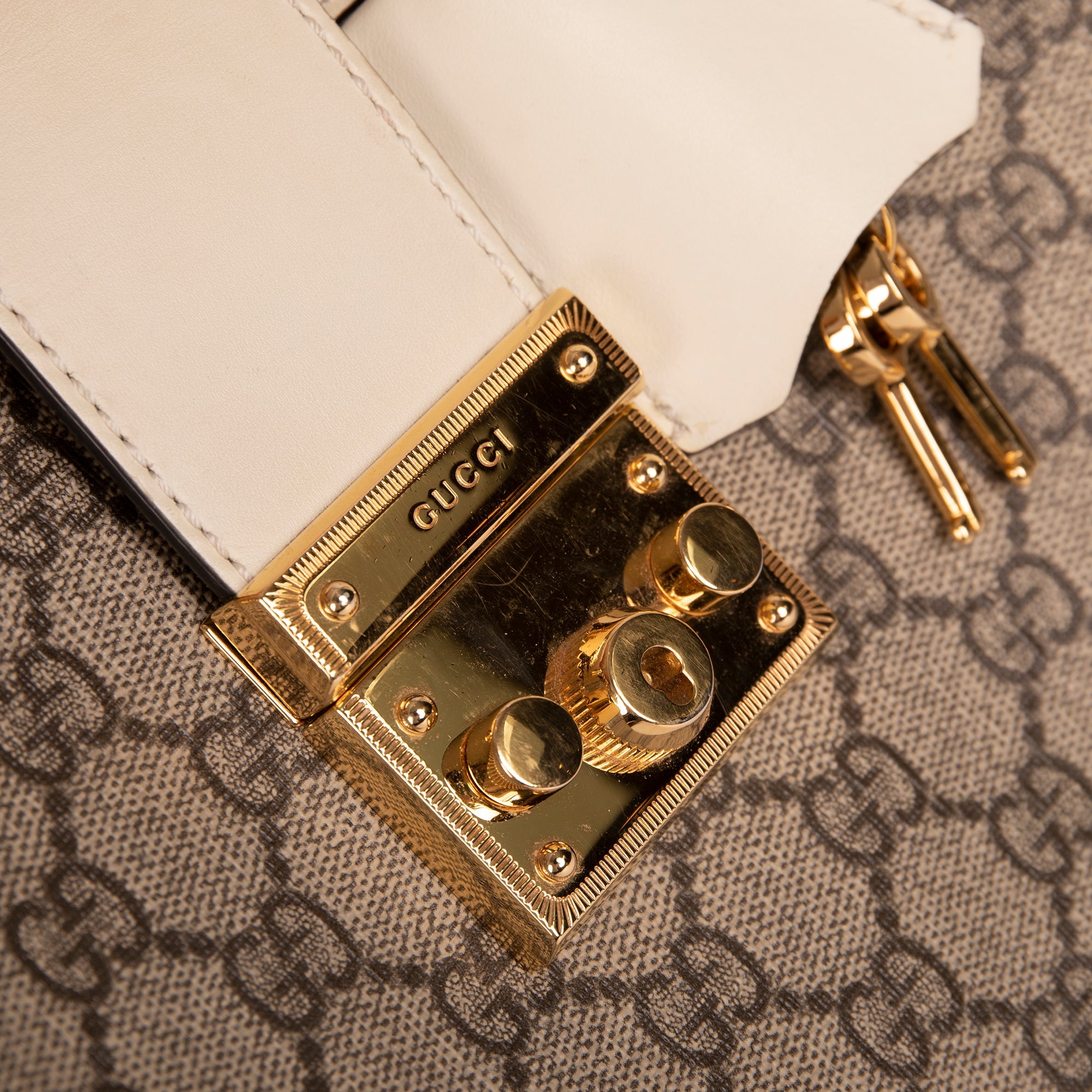 Gucci Medium GG Supreme Padlock Shoulder Bag w/ Box