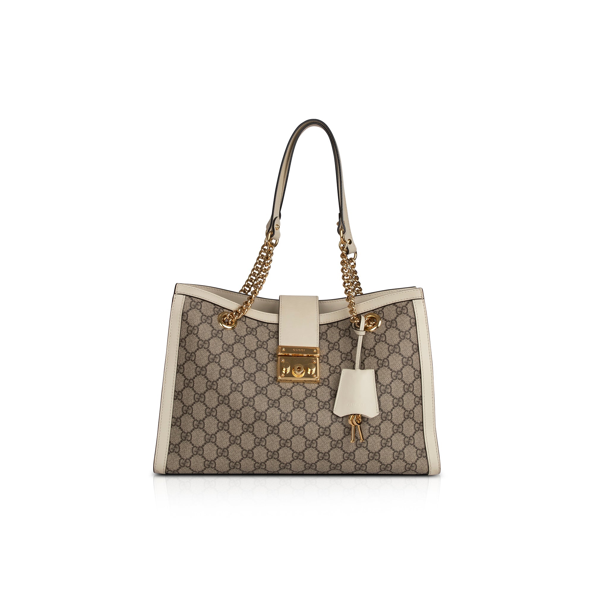 Gucci Medium GG Supreme Padlock Shoulder Bag w/ Box