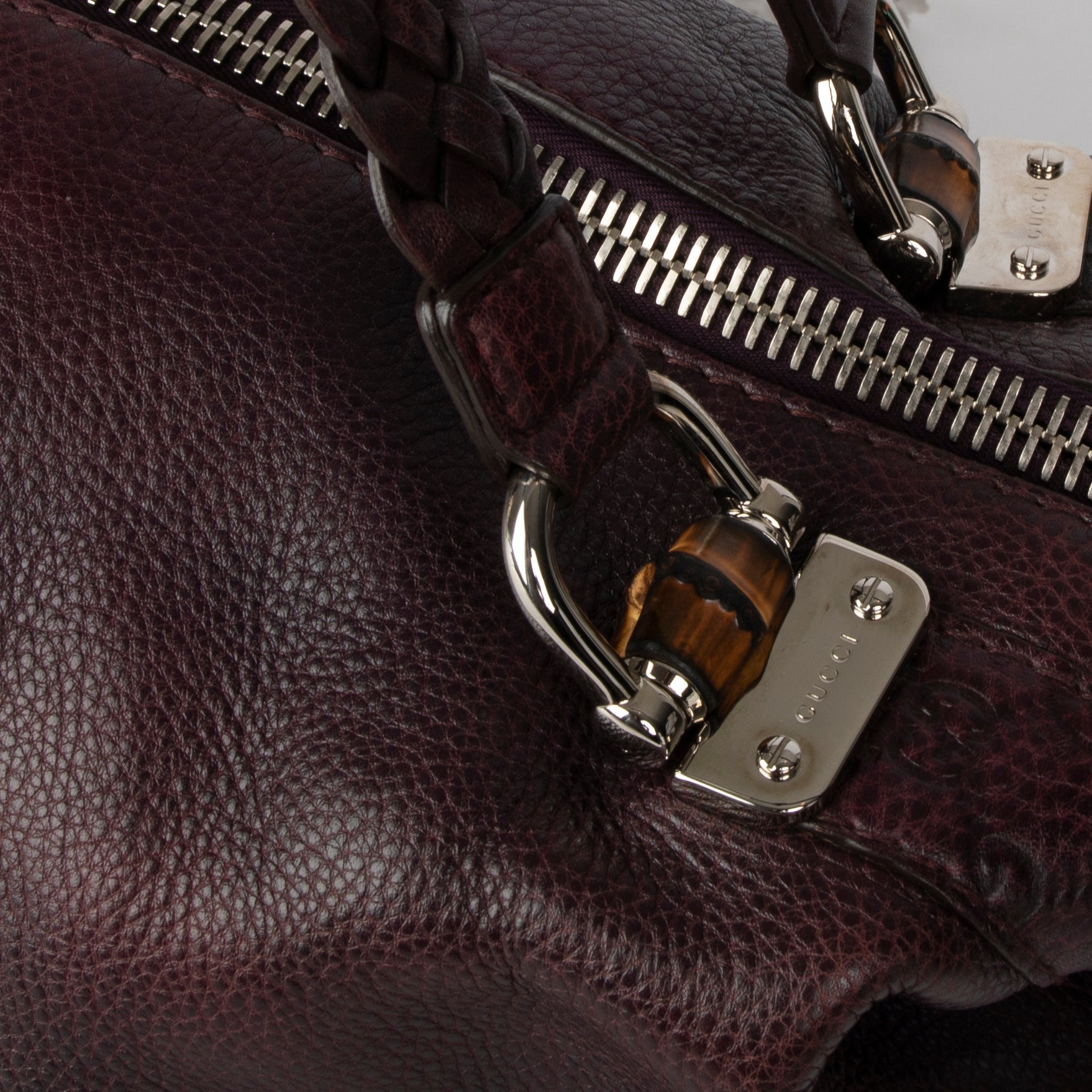 Gucci Medium Leather Bamboo Bar Tote