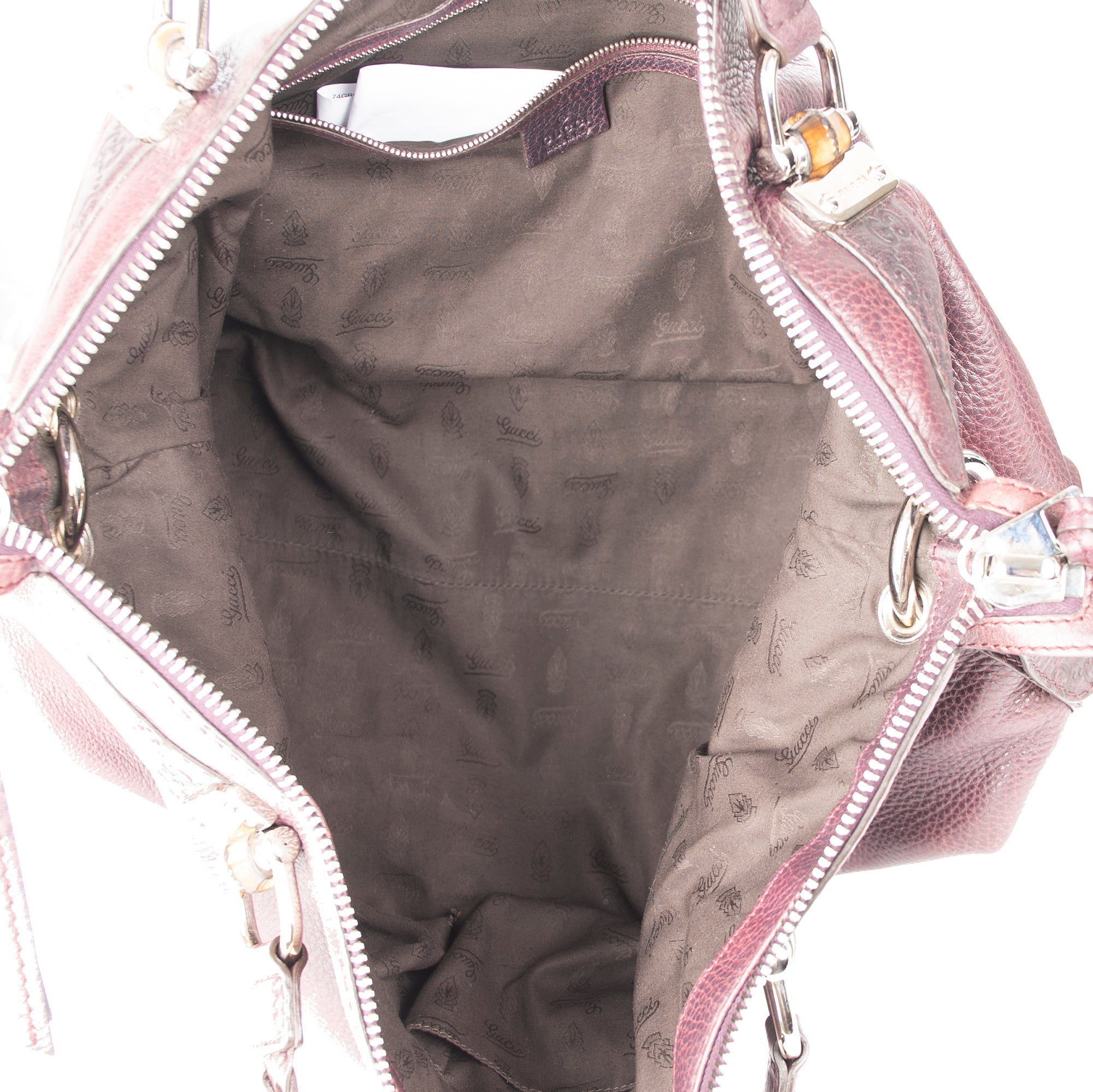 Gucci Medium Leather Bamboo Bar Tote