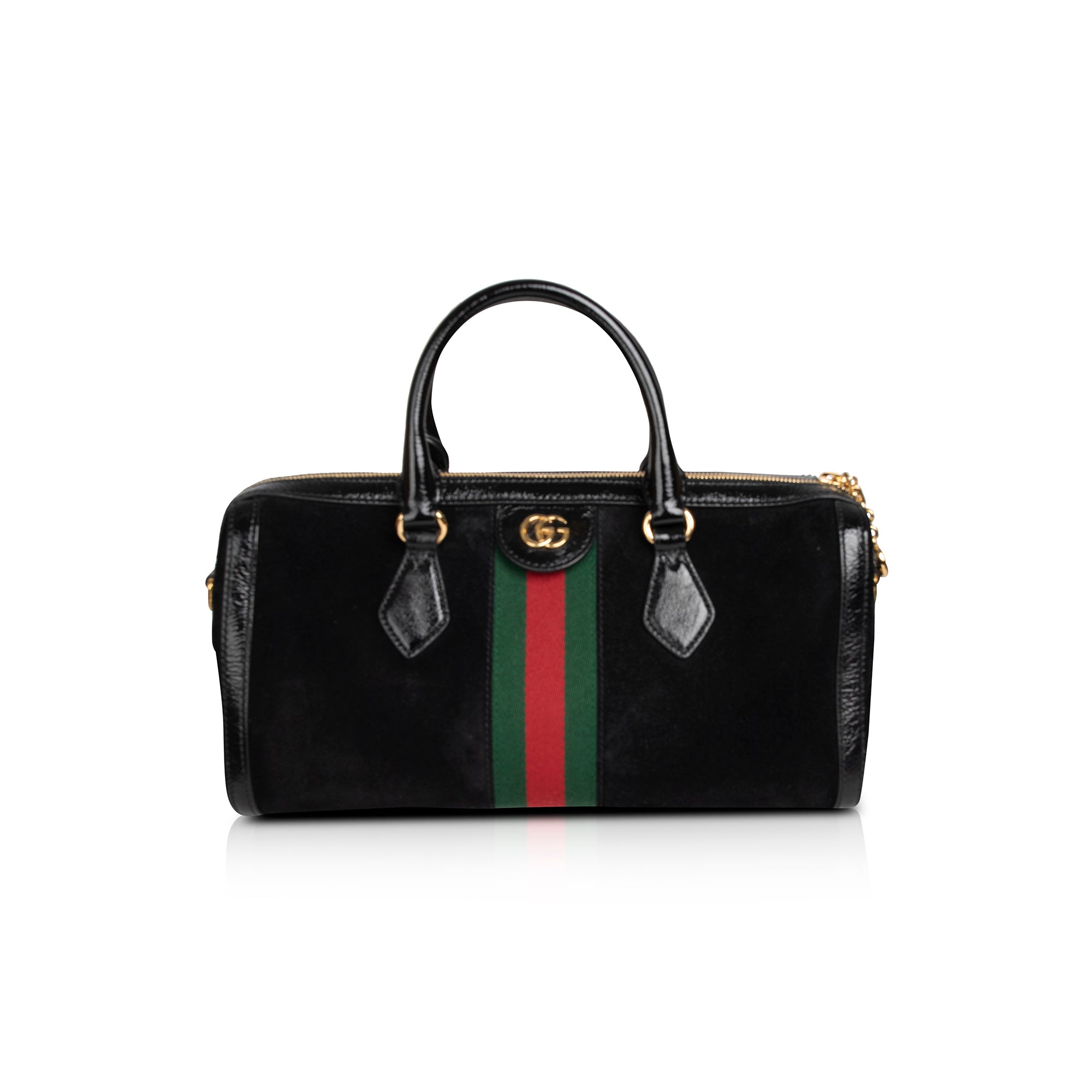 Gucci Medium Suede Ophidia Web Boston Bag