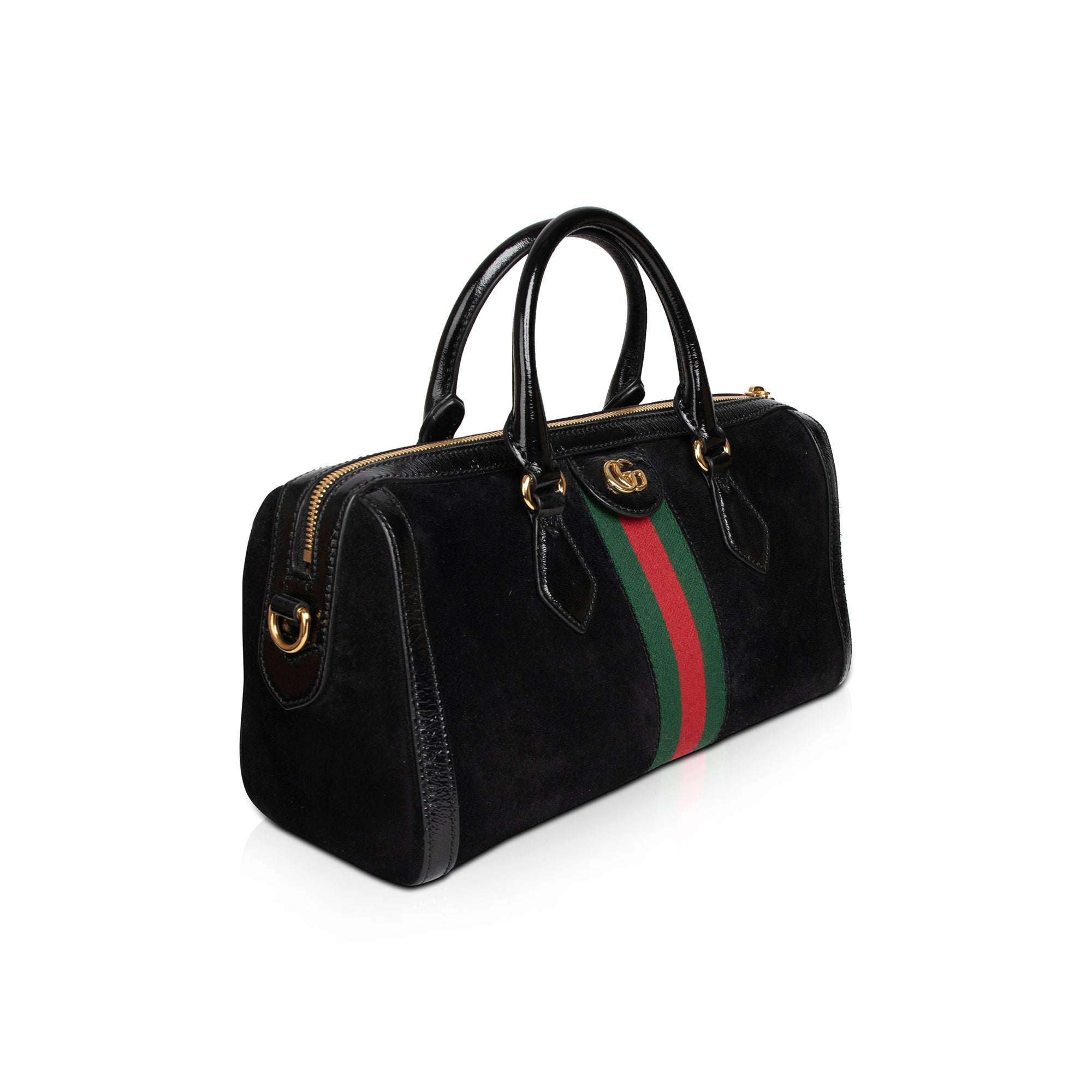 Gucci Medium Suede Ophidia Web Boston Bag