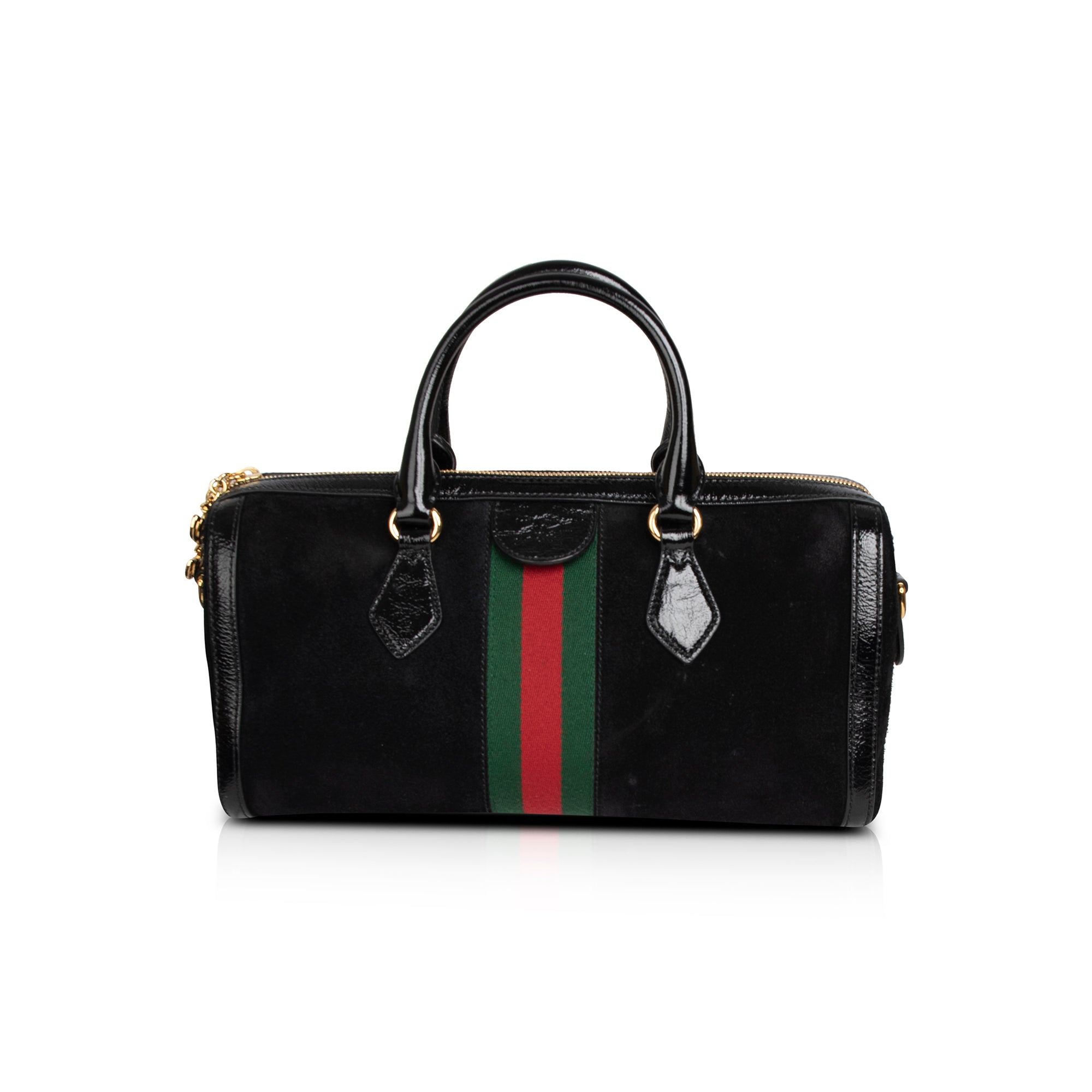 Gucci Medium Suede Ophidia Web Boston Bag
