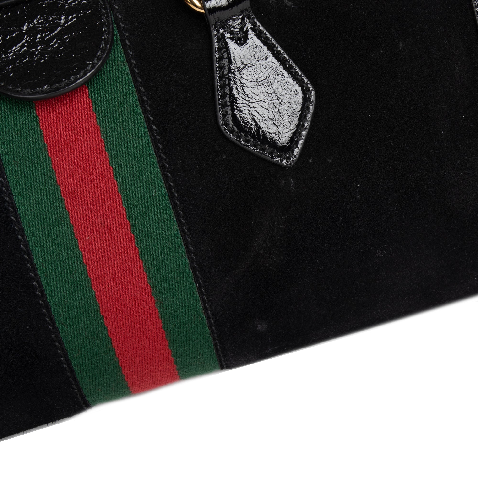 Gucci Medium Suede Ophidia Web Boston Bag