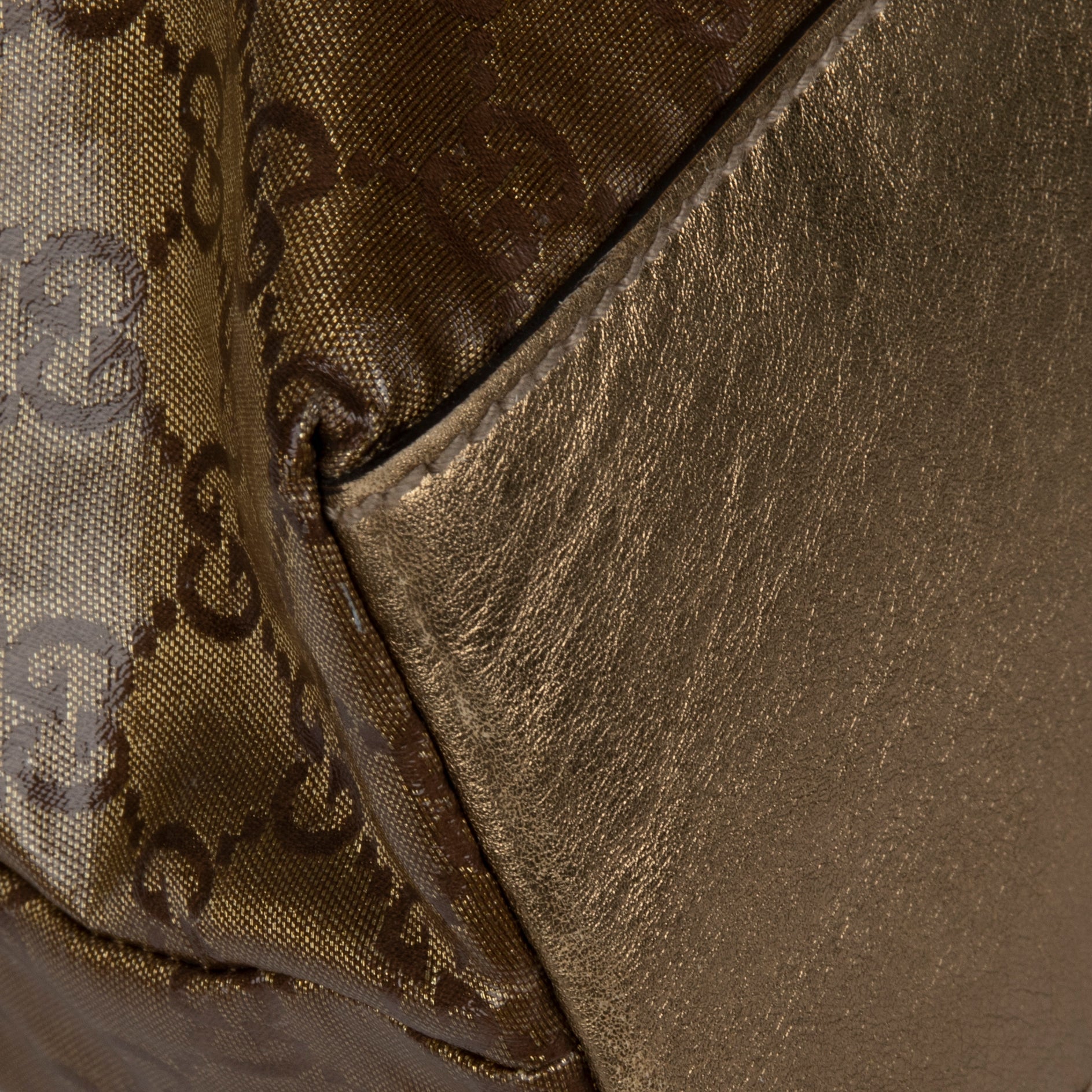 Gucci Metallic Gold GG Canvas Web Shopper Tote