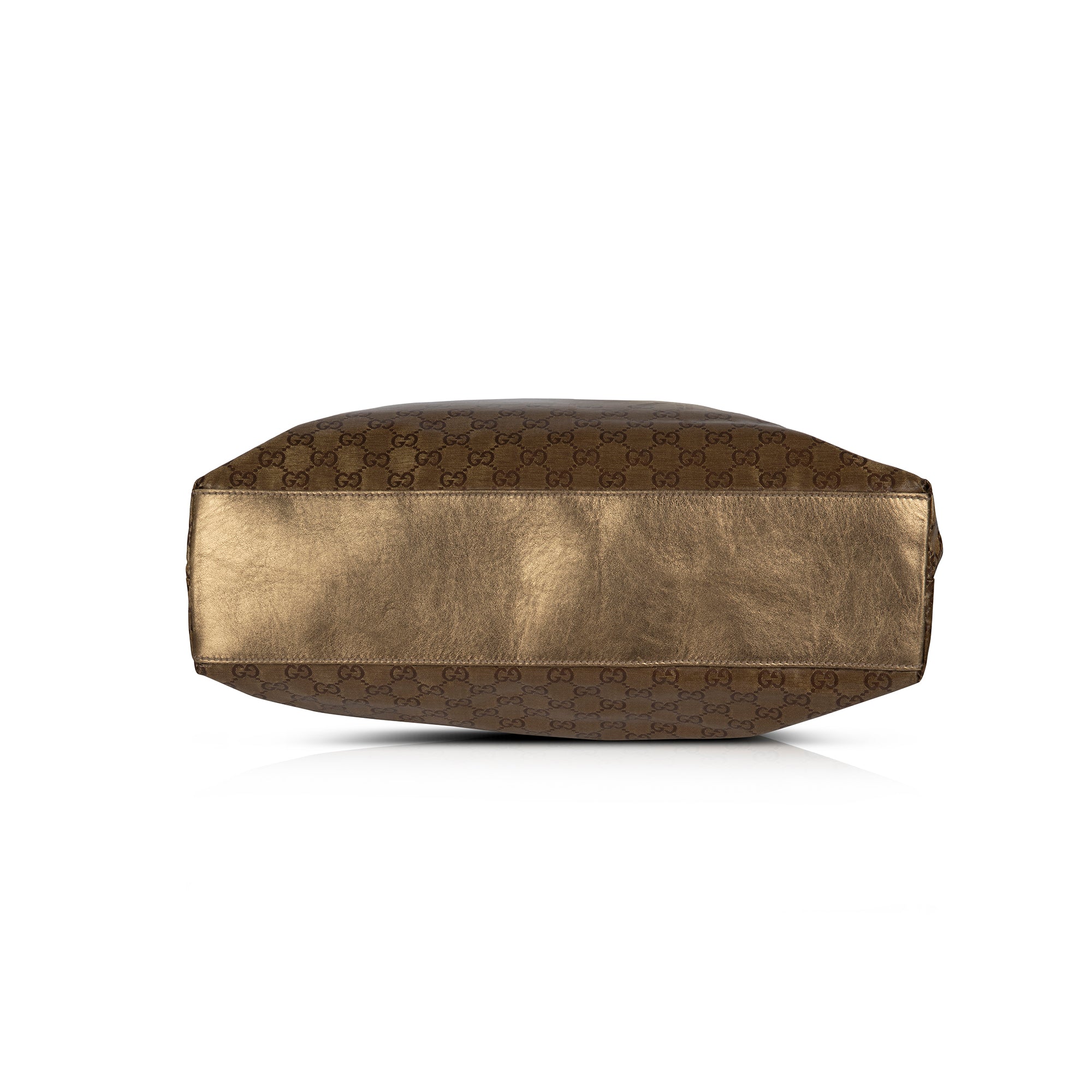 Gucci Metallic Gold GG Canvas Web Shopper Tote