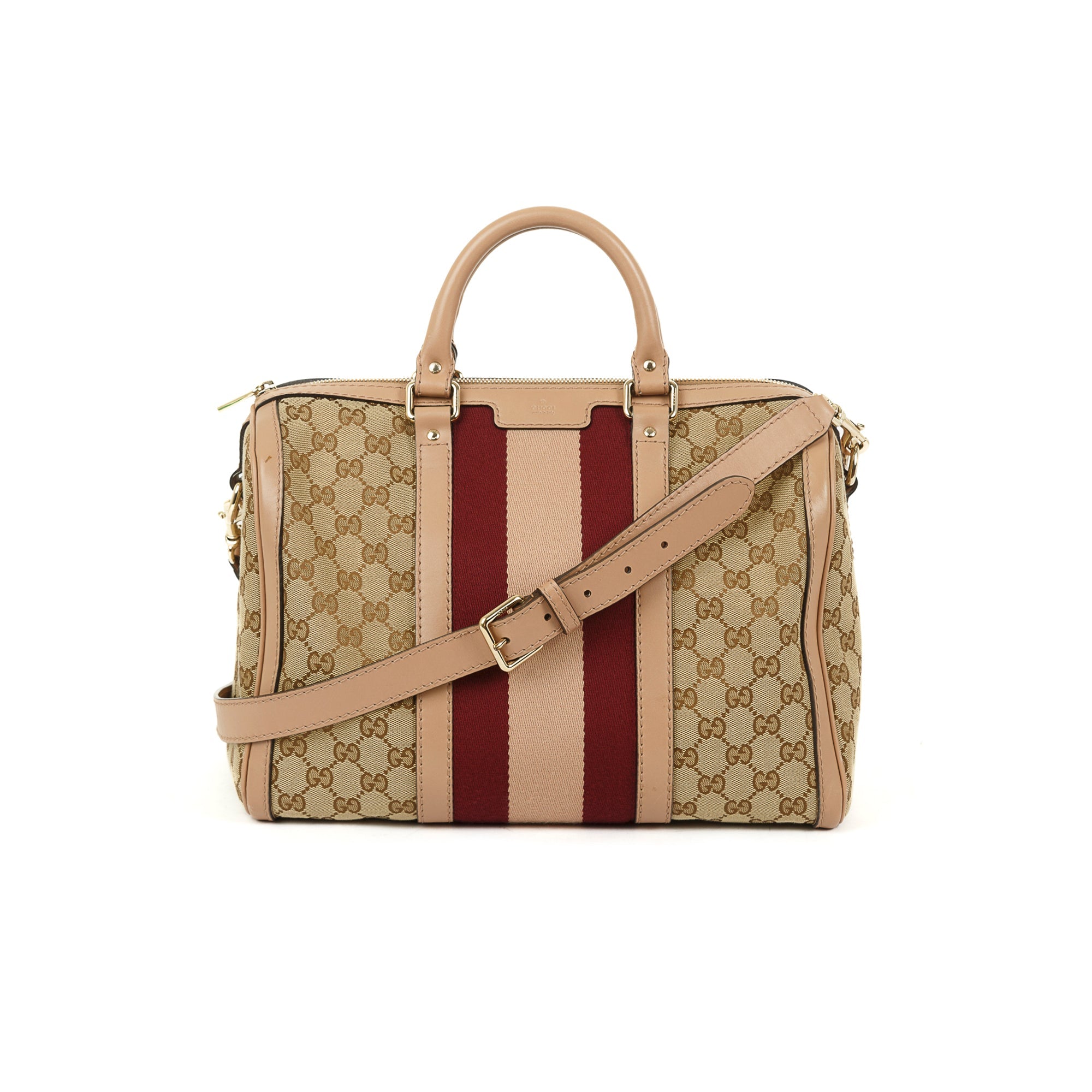 Gucci Original GG Canvas Web Boston Bag w/ strap
