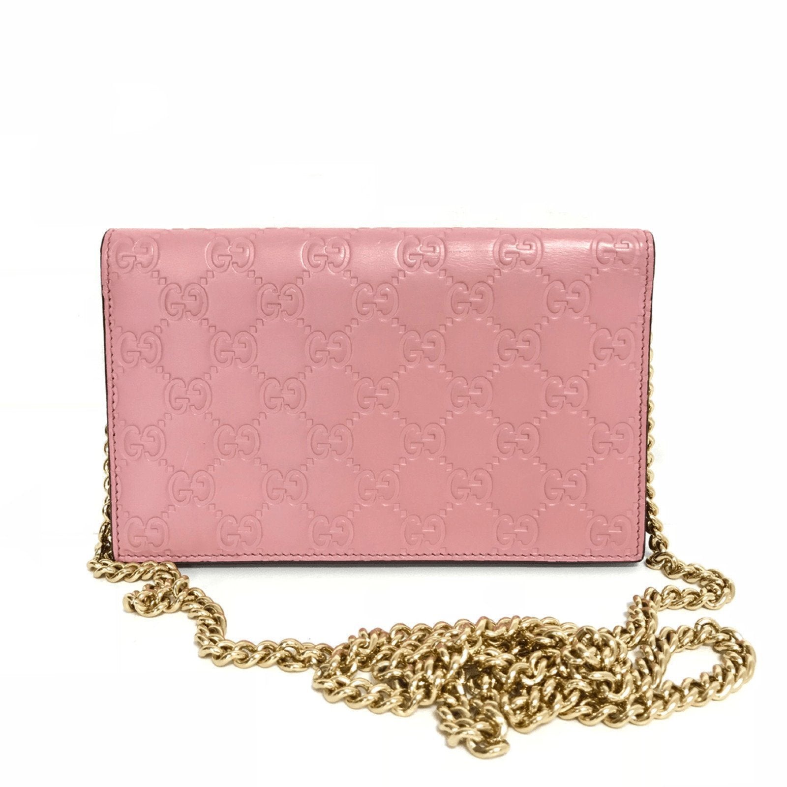 Gucci Pink Icon Signature Chain Wallet