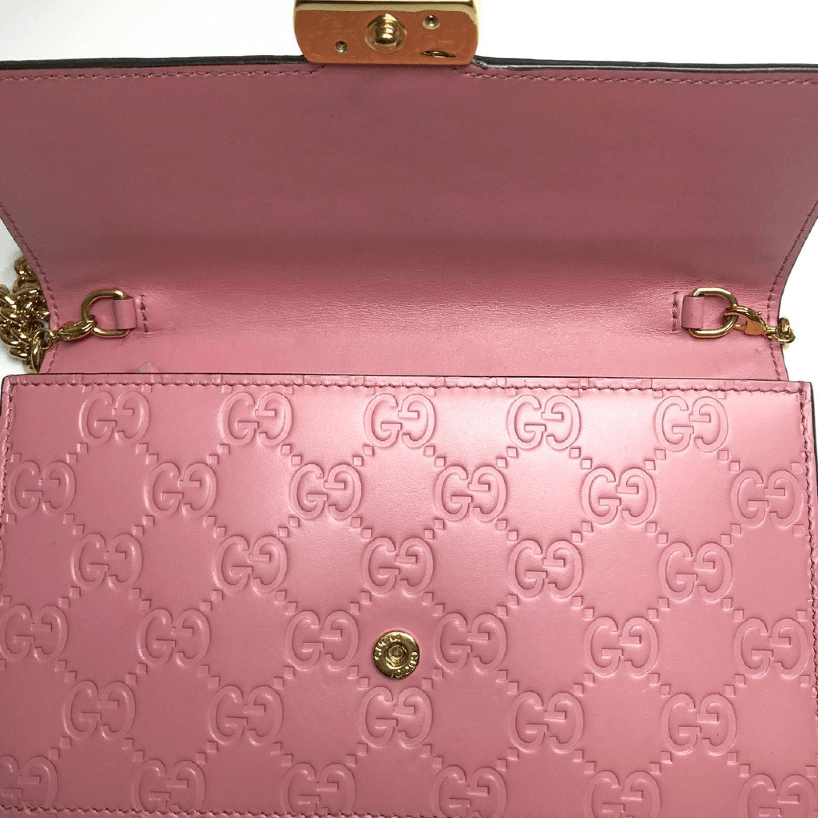 Gucci Pink Icon Signature Chain Wallet