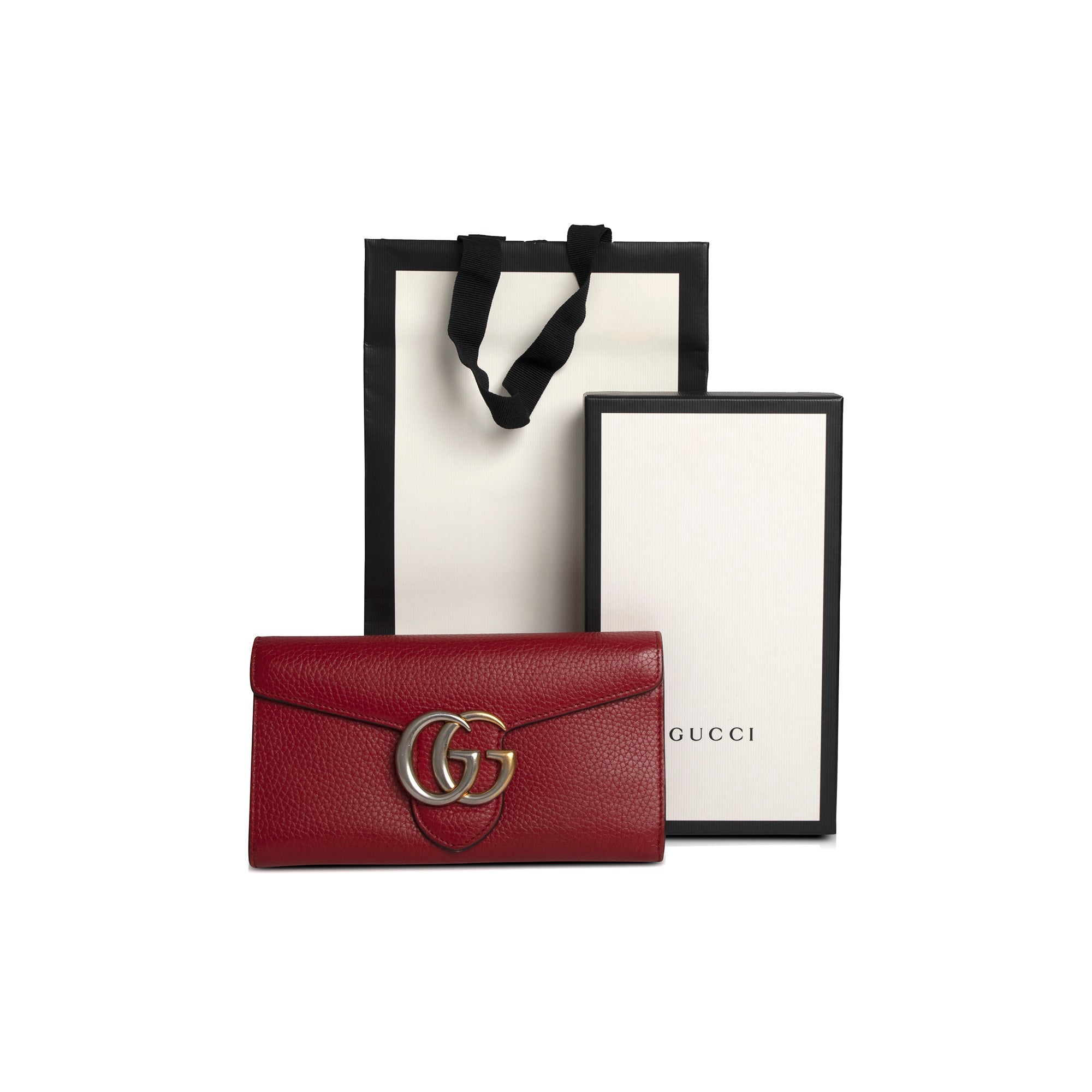 Gucci Red GG Marmont Continental Wallet w/ Box