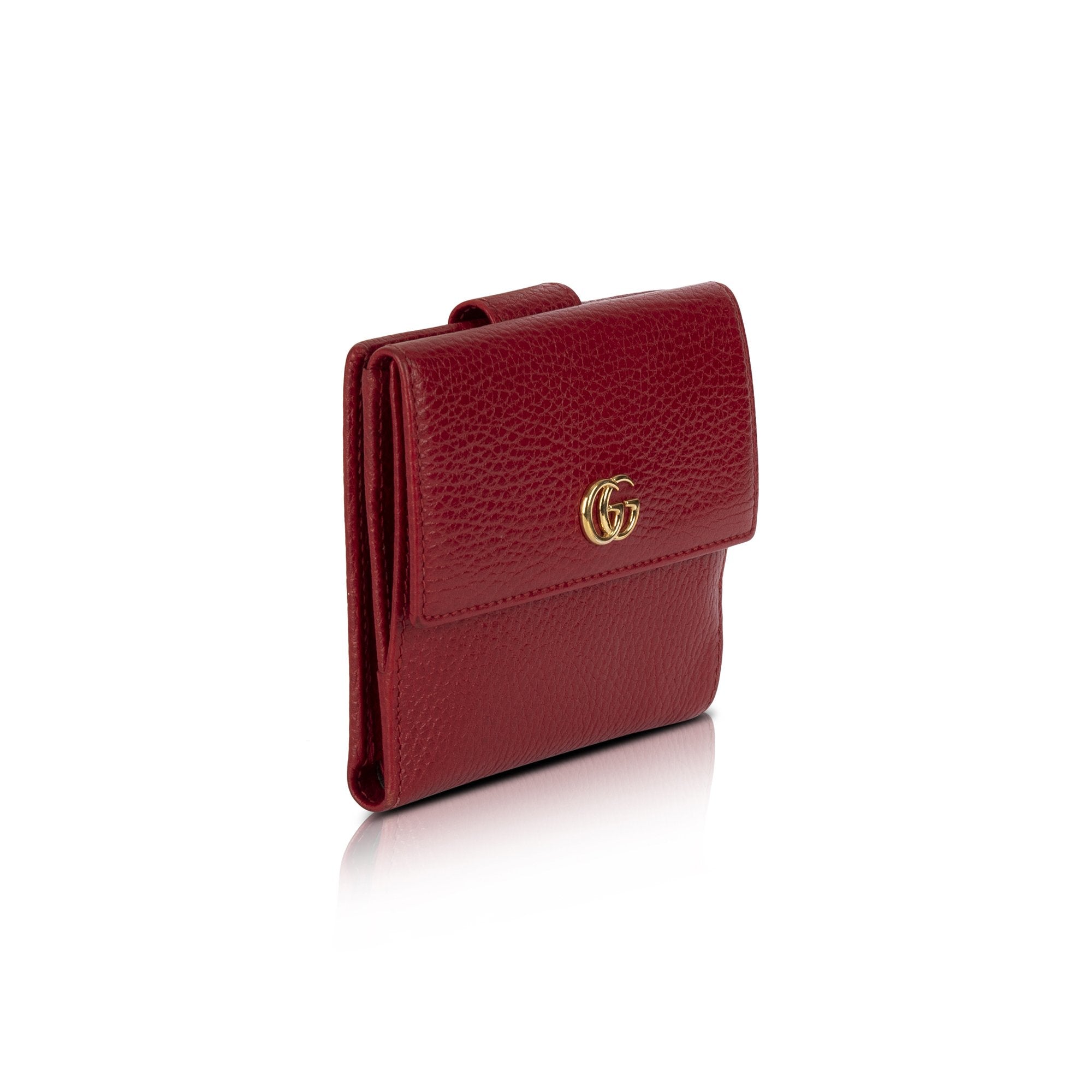 Gucci Red Leather French Flap Wallet