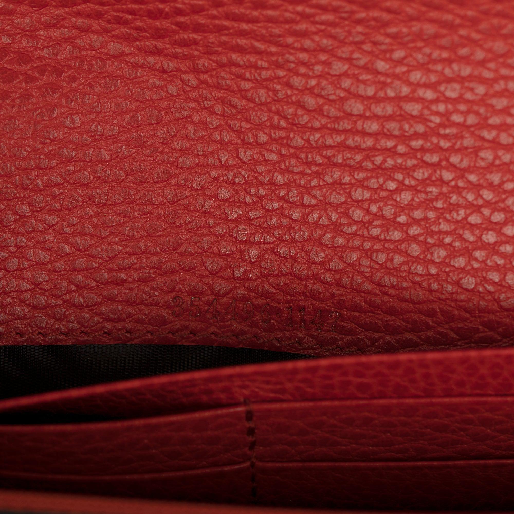 Gucci Red Leather Swing Continental Wallet w/ Box