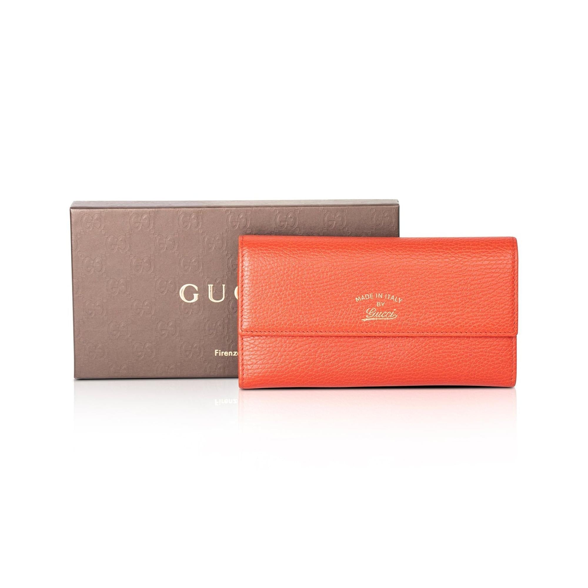 Gucci Red Leather Swing Continental Wallet w/ Box
