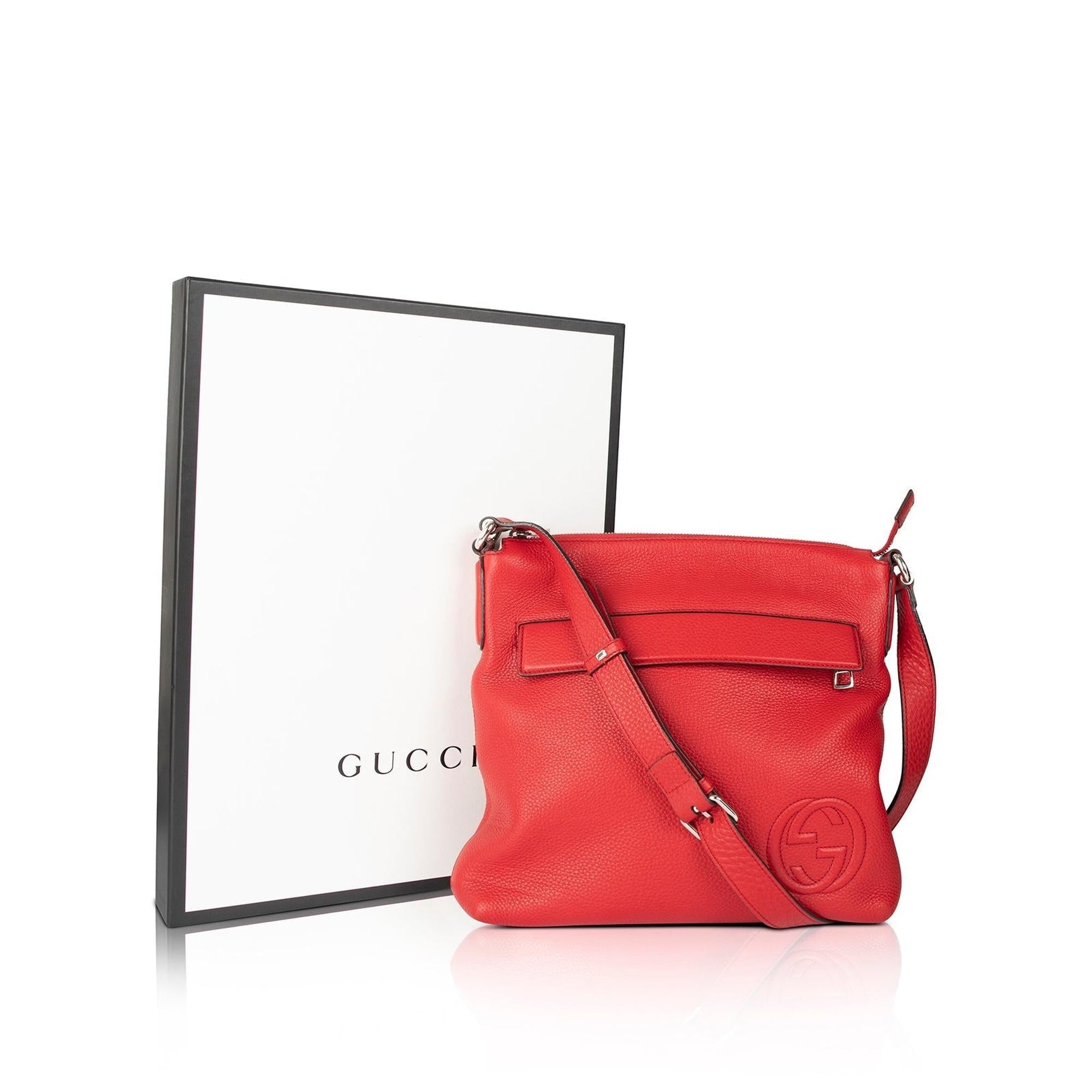 Gucci Red Soho Medium Messenger Bag w/ Box