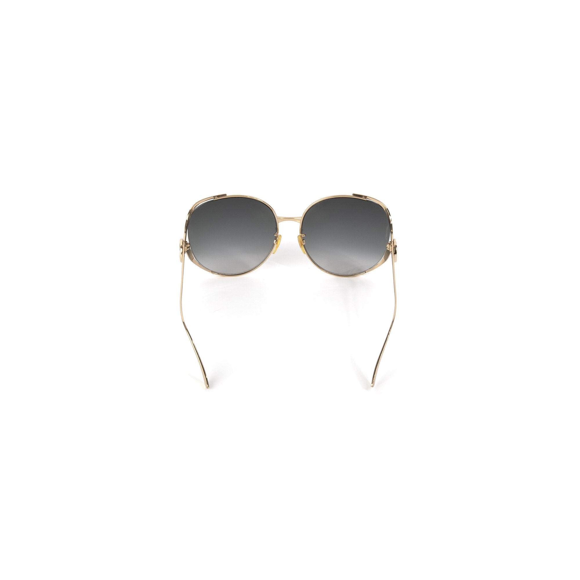 Gucci Round-Frame Metal Sunglasses w/ Case