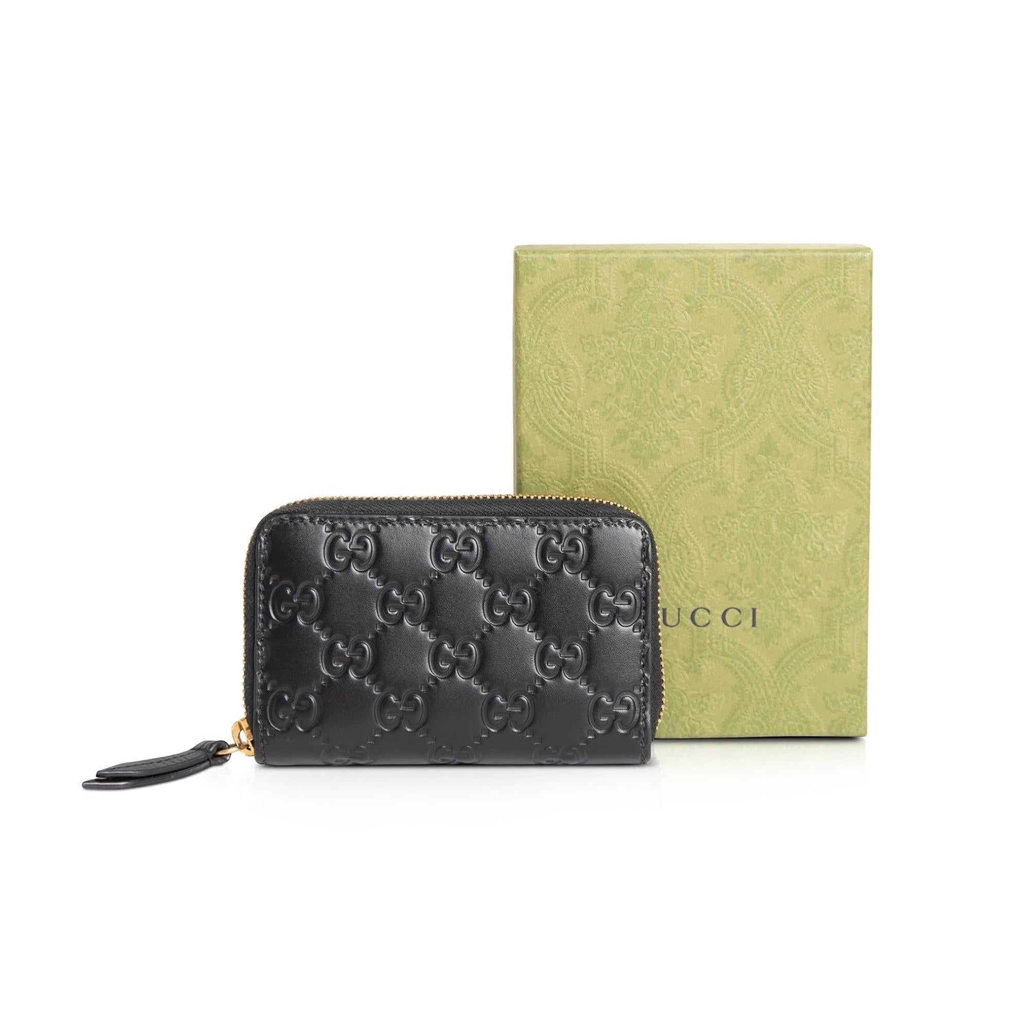 Gucci Signature Leather Card Case w/ Box