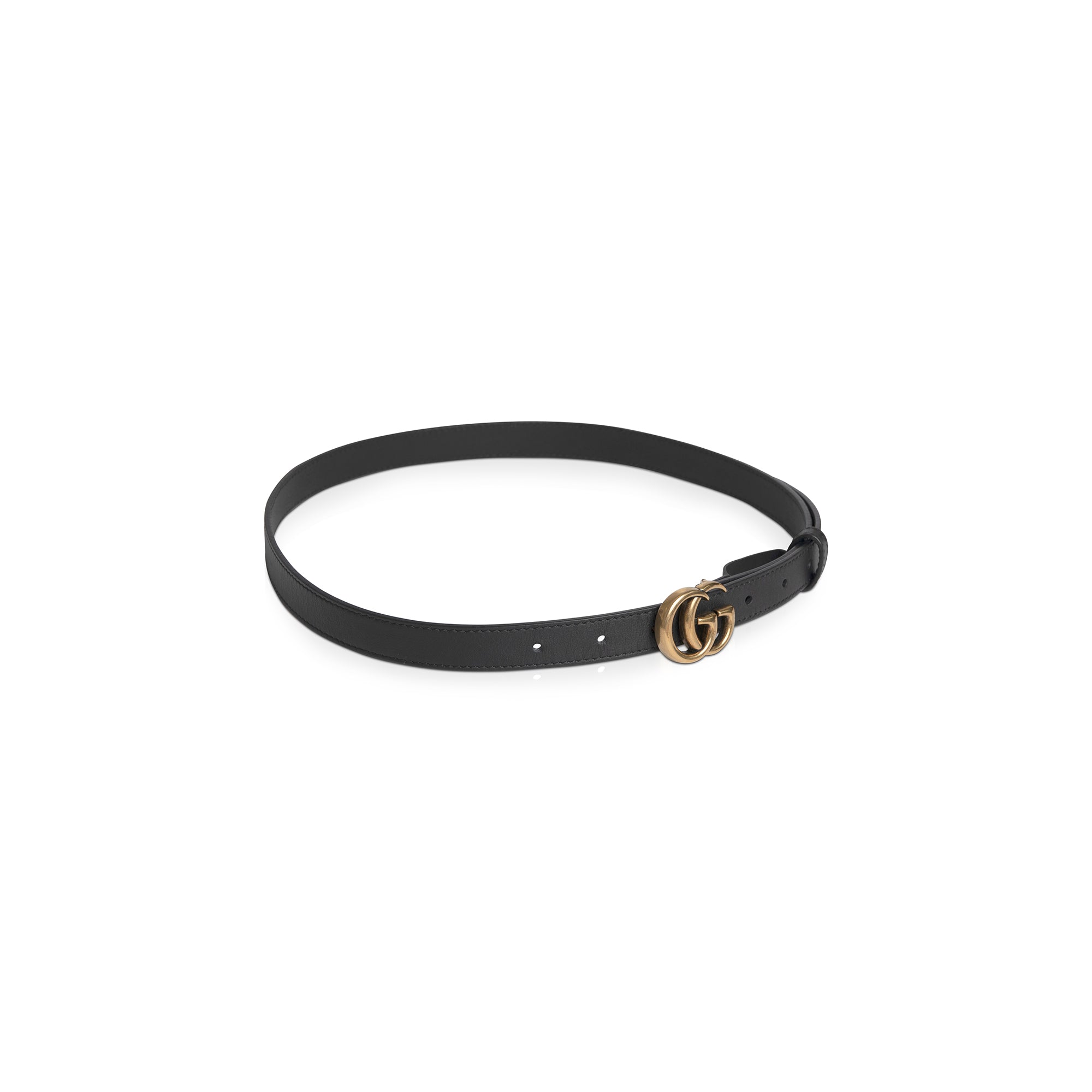Gucci Skinny Leather Belt with Double G Buckle