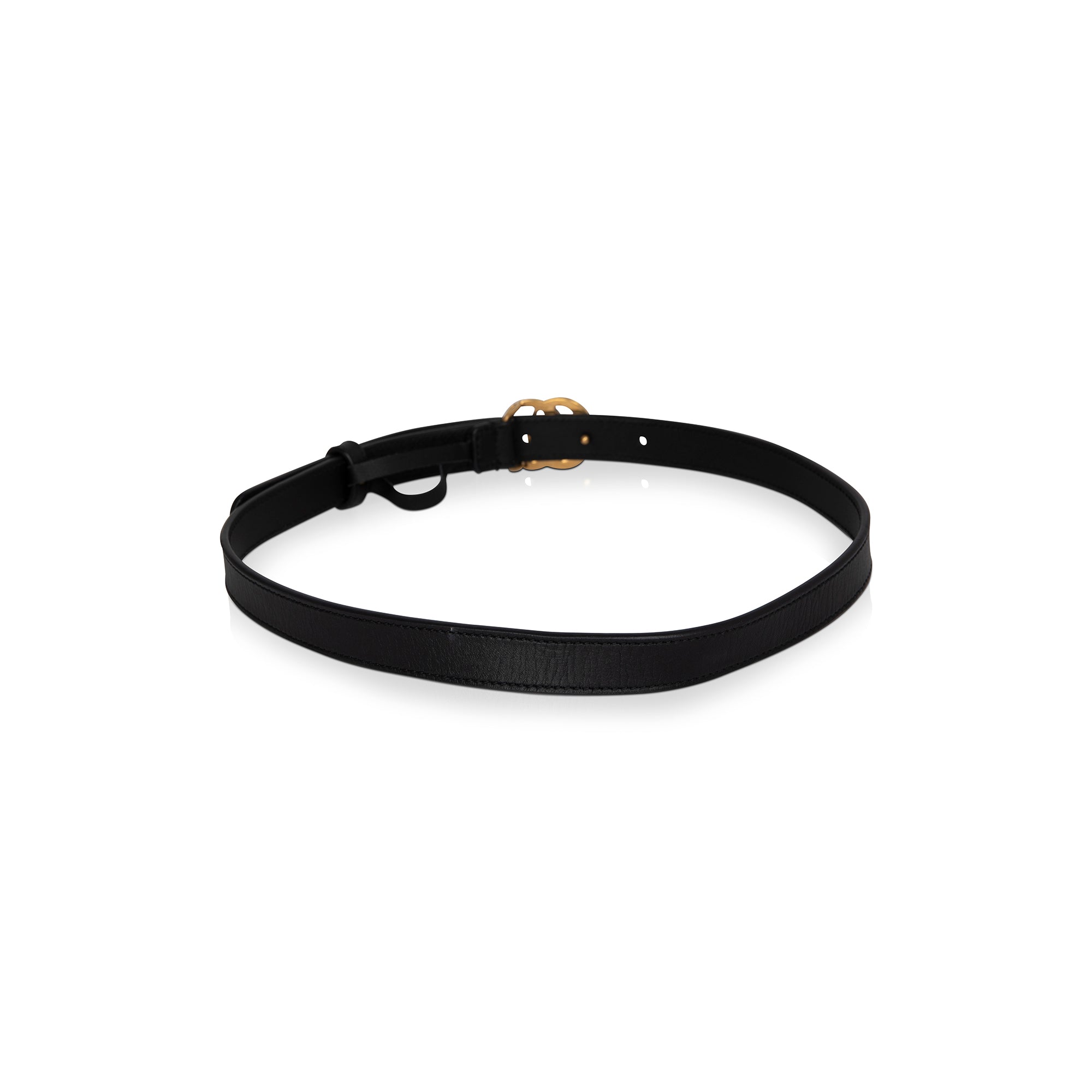 Gucci Skinny Leather Belt with Double G Buckle