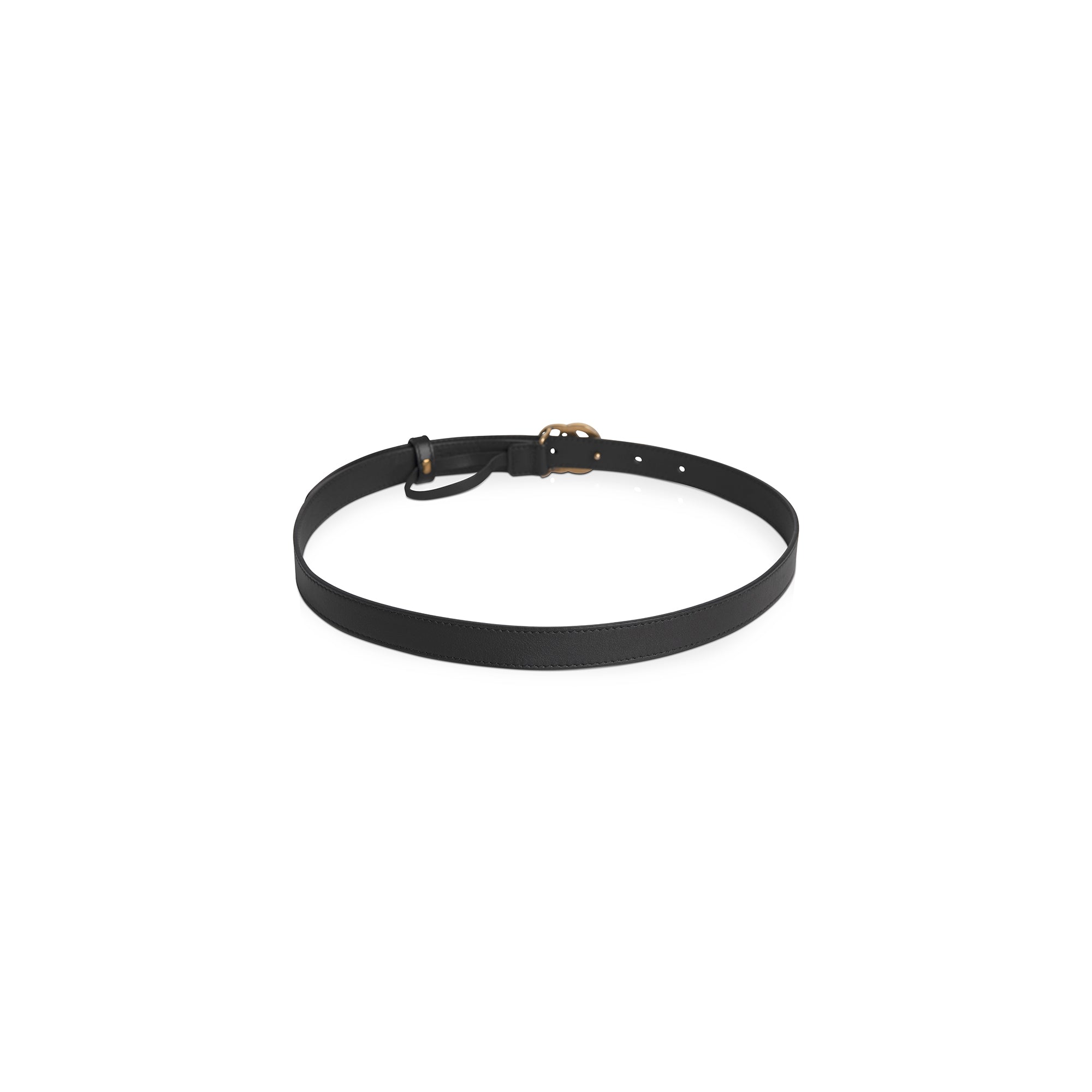 Gucci Skinny Leather Belt with Double G Buckle
